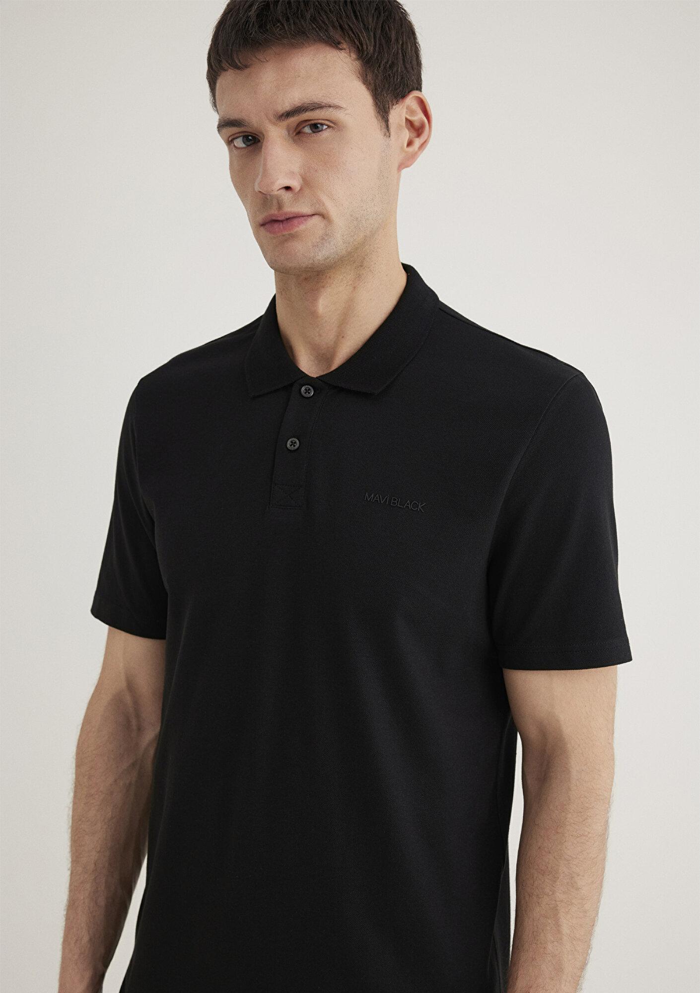 Mavi Siyah (TENCEL™) Liyosel Karışımlı Polo Tişört Regular Fit / Normal Kesim 0611837-900