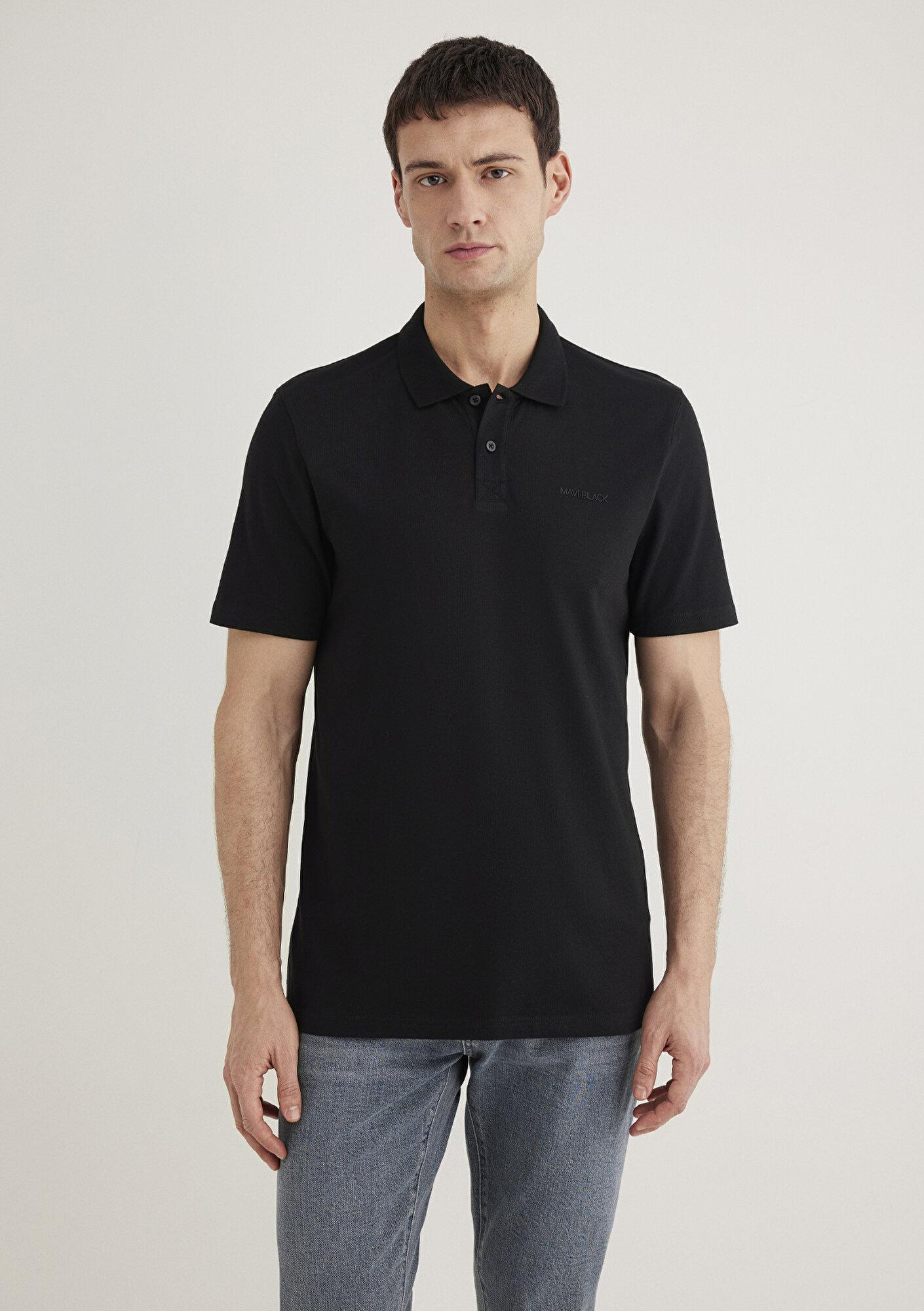 Mavi Siyah (TENCEL™) Liyosel Karışımlı Polo Tişört Regular Fit / Normal Kesim 0611837-900