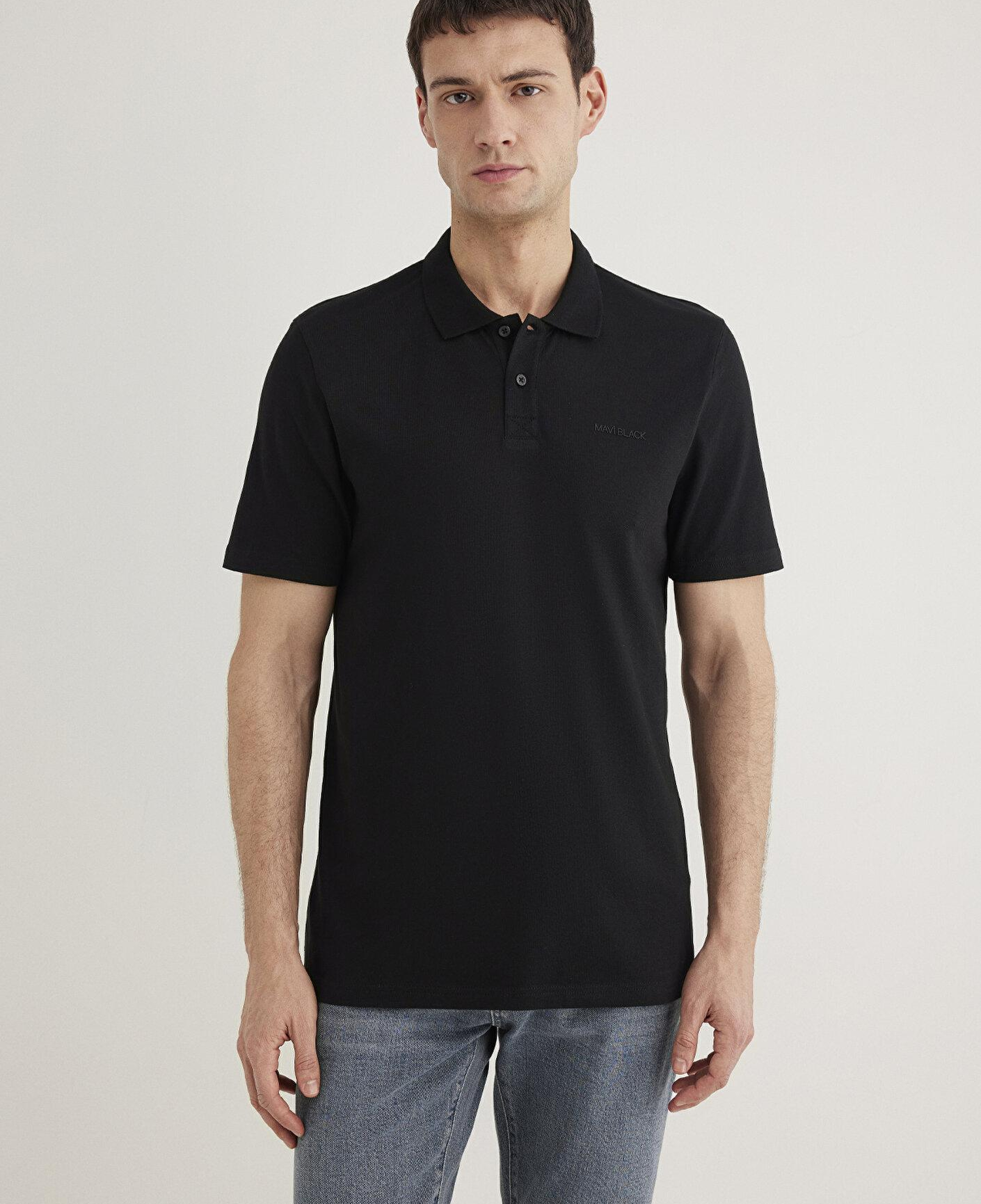 Mavi Siyah (TENCEL™) Liyosel Karışımlı Polo Tişört Regular Fit / Normal Kesim 0611837-900