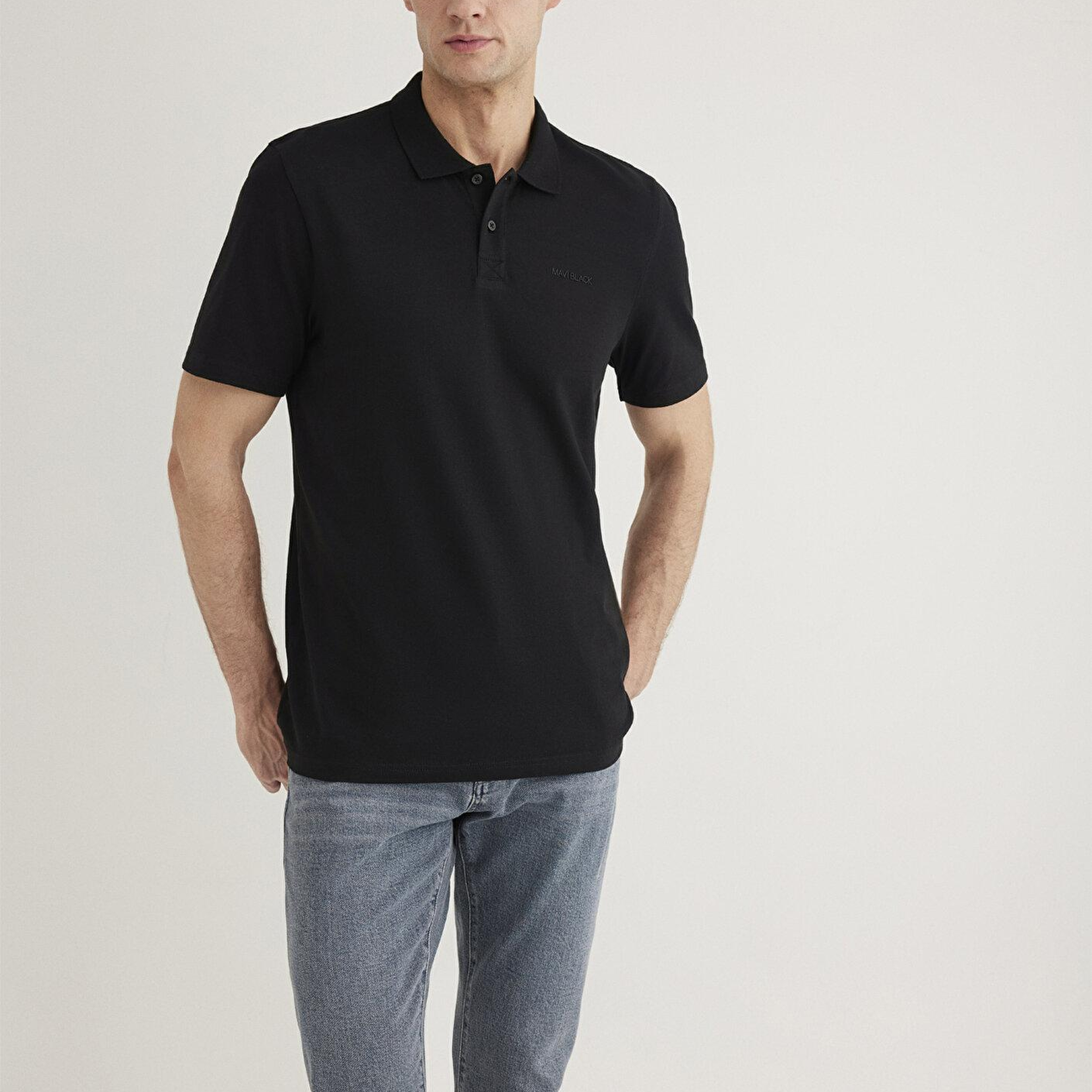 Mavi Siyah (TENCEL™) Liyosel Karışımlı Polo Tişört Regular Fit / Normal Kesim 0611837-900