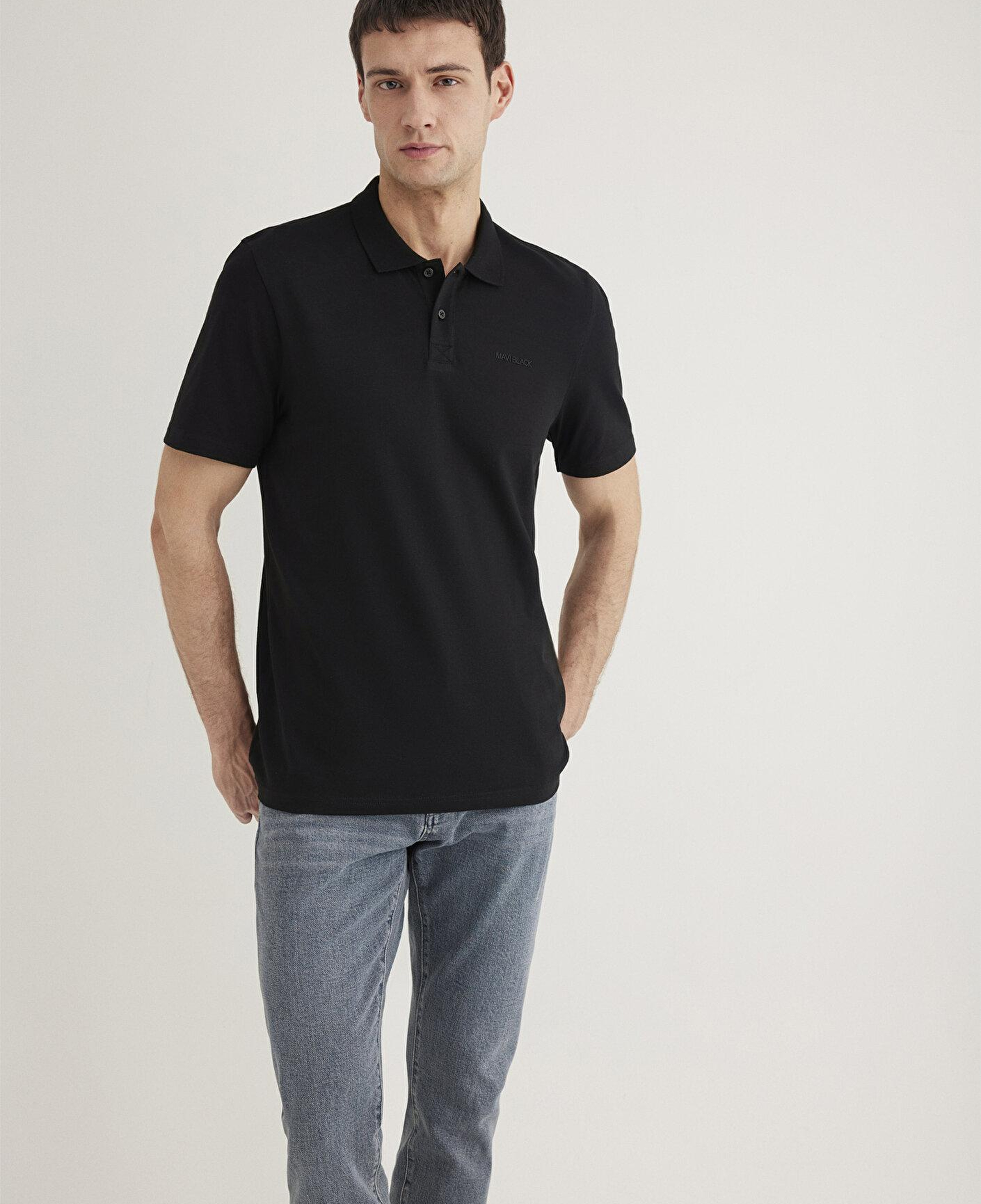 Mavi Siyah (TENCEL™) Liyosel Karışımlı Polo Tişört Regular Fit / Normal Kesim 0611837-900