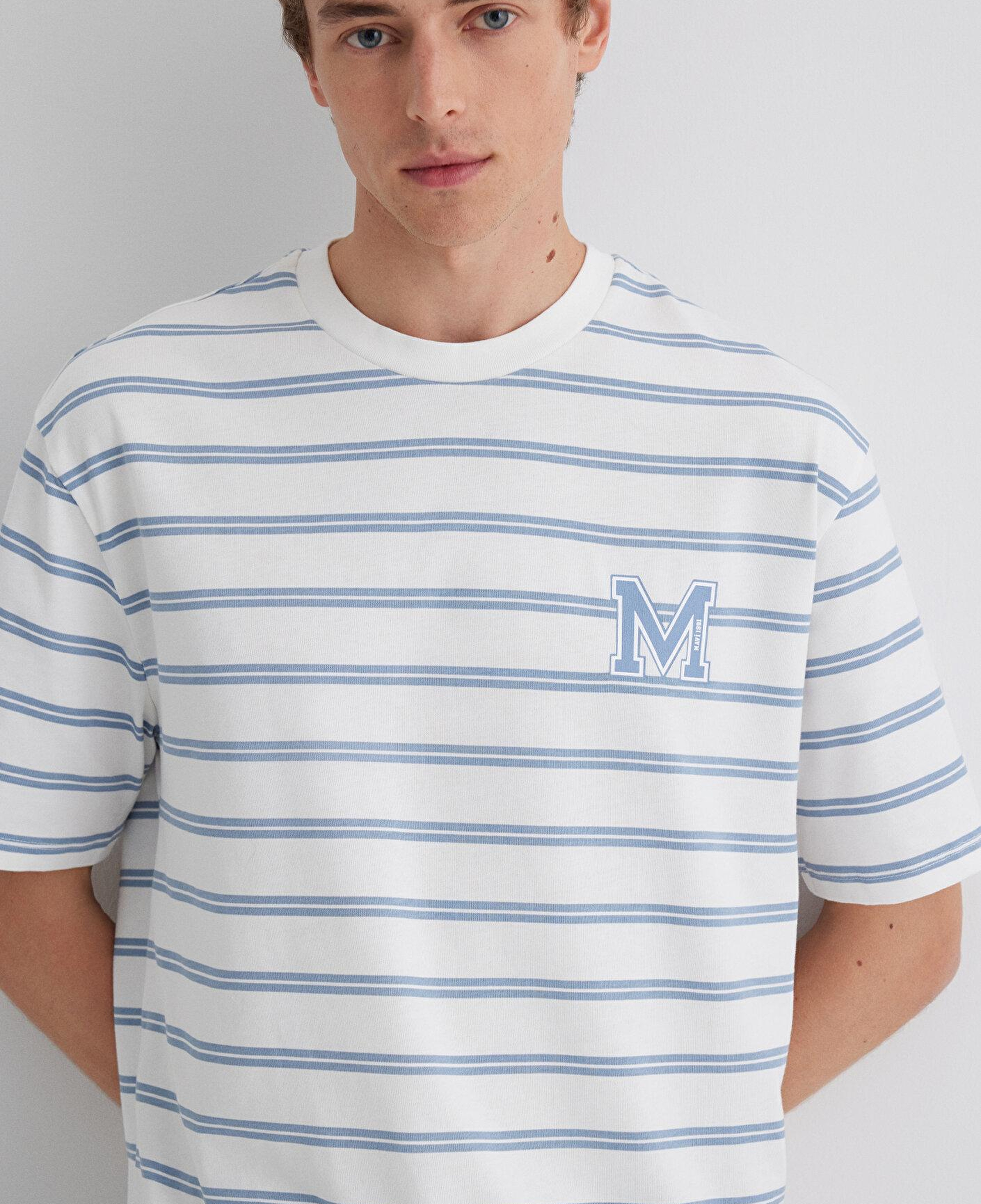 Mavi Mavi Çizgili Tişört Loose Fit / Bol Rahat Kesim 0612255-80796