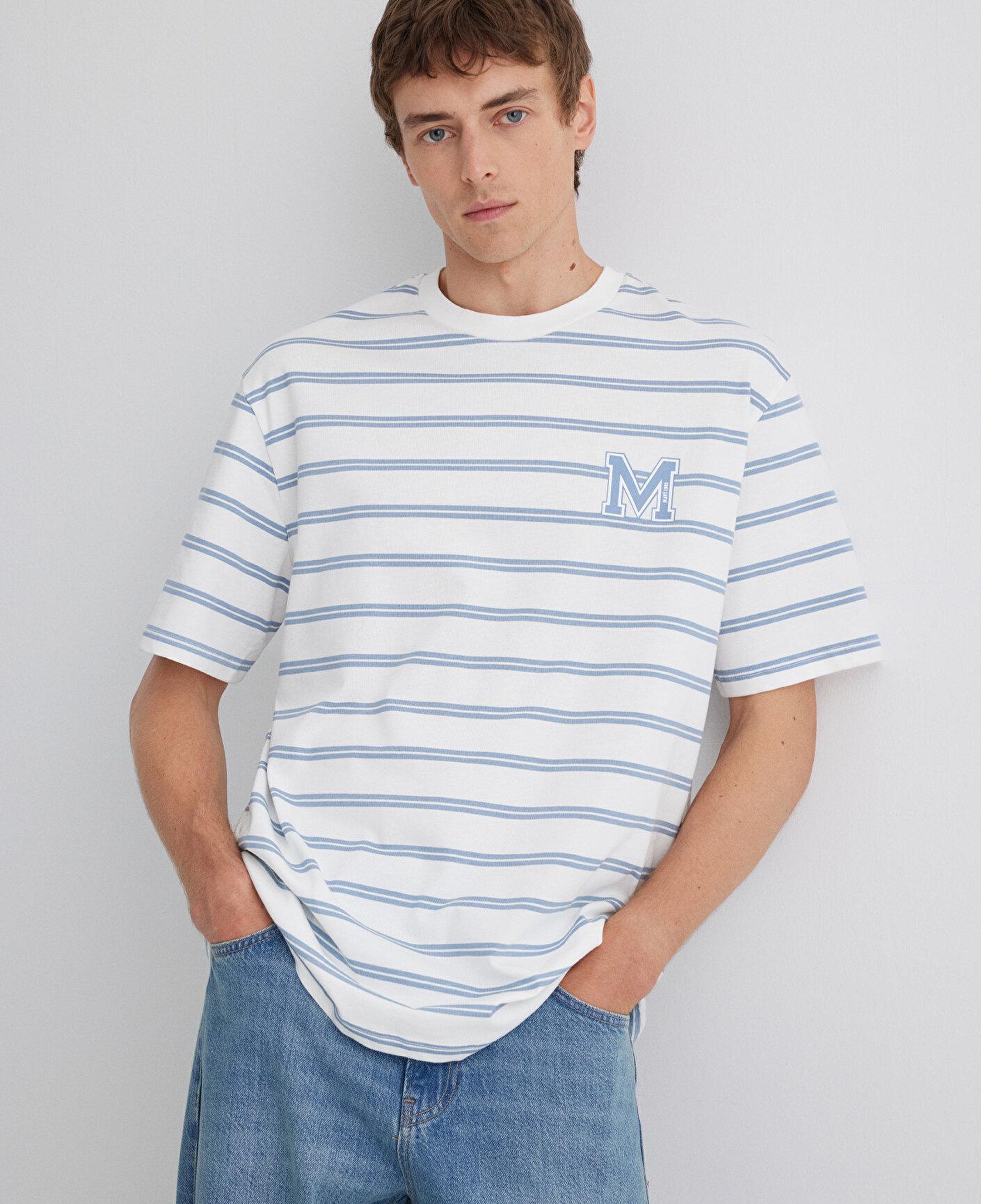 Mavi Mavi Çizgili Tişört Loose Fit / Bol Rahat Kesim 0612255-80796