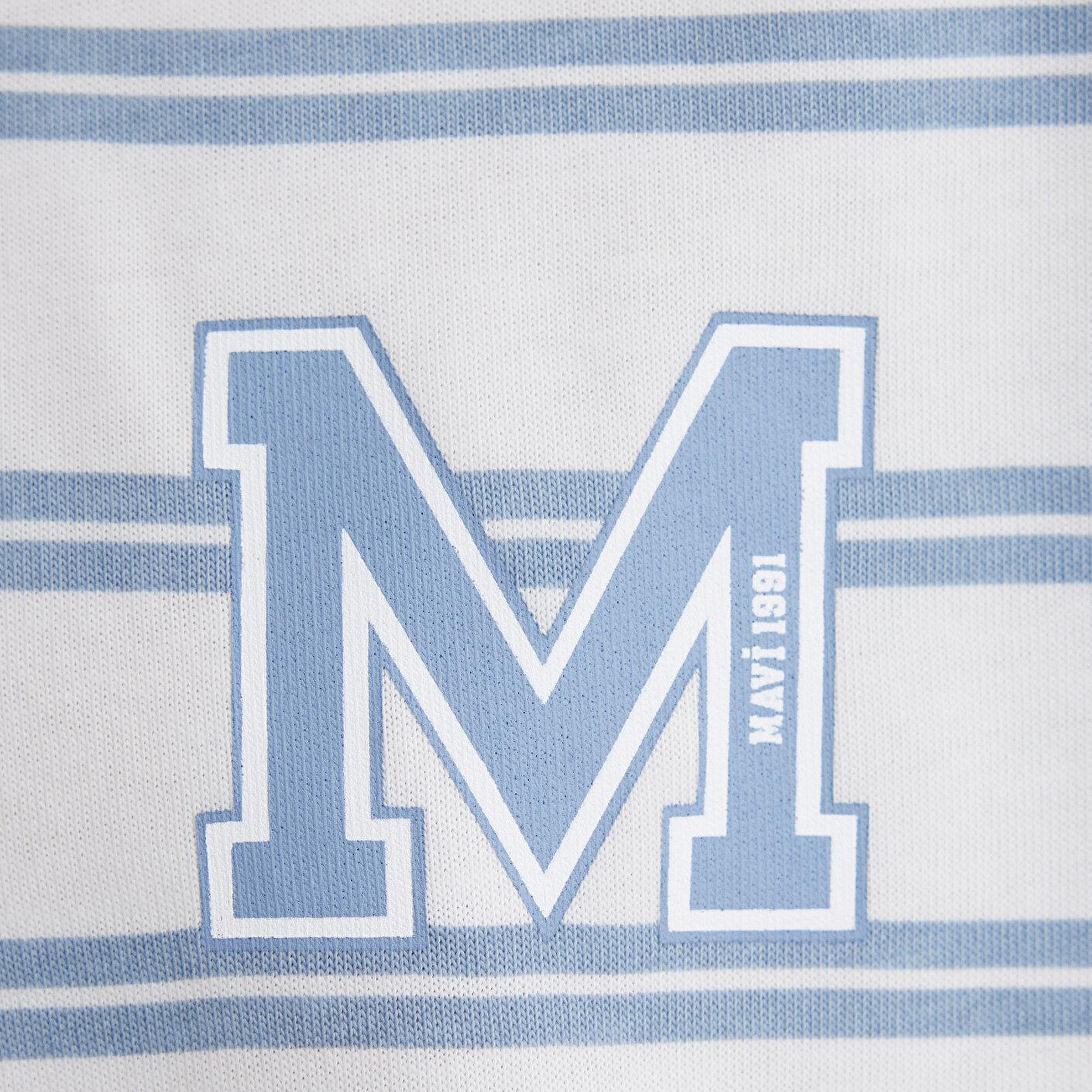 Mavi Mavi Çizgili Tişört Loose Fit / Bol Rahat Kesim 0612255-80796