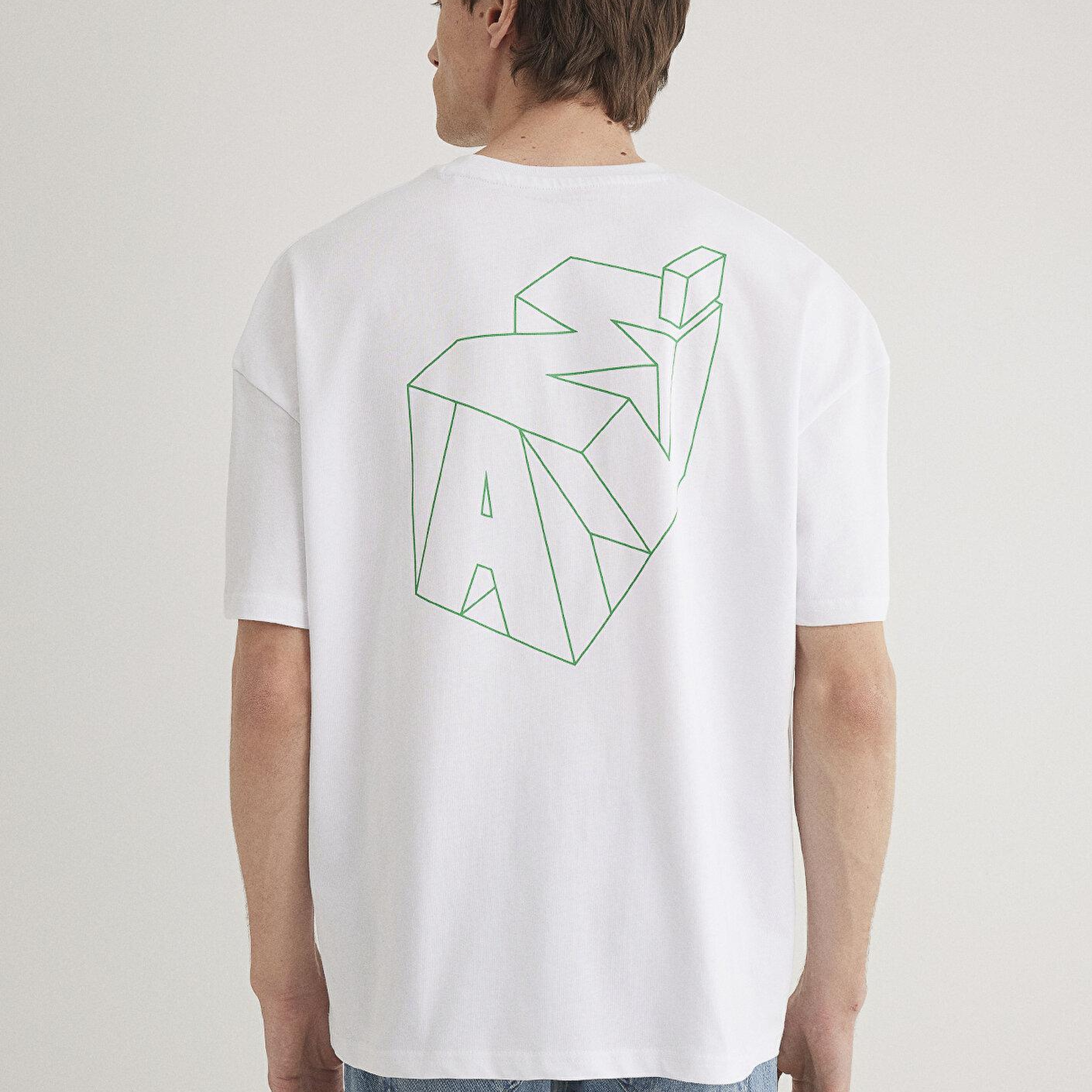 Mavi Mavi Logo Sırt Baskılı Beyaz Tişört Oversize / Geniş Kesim 0610320-602