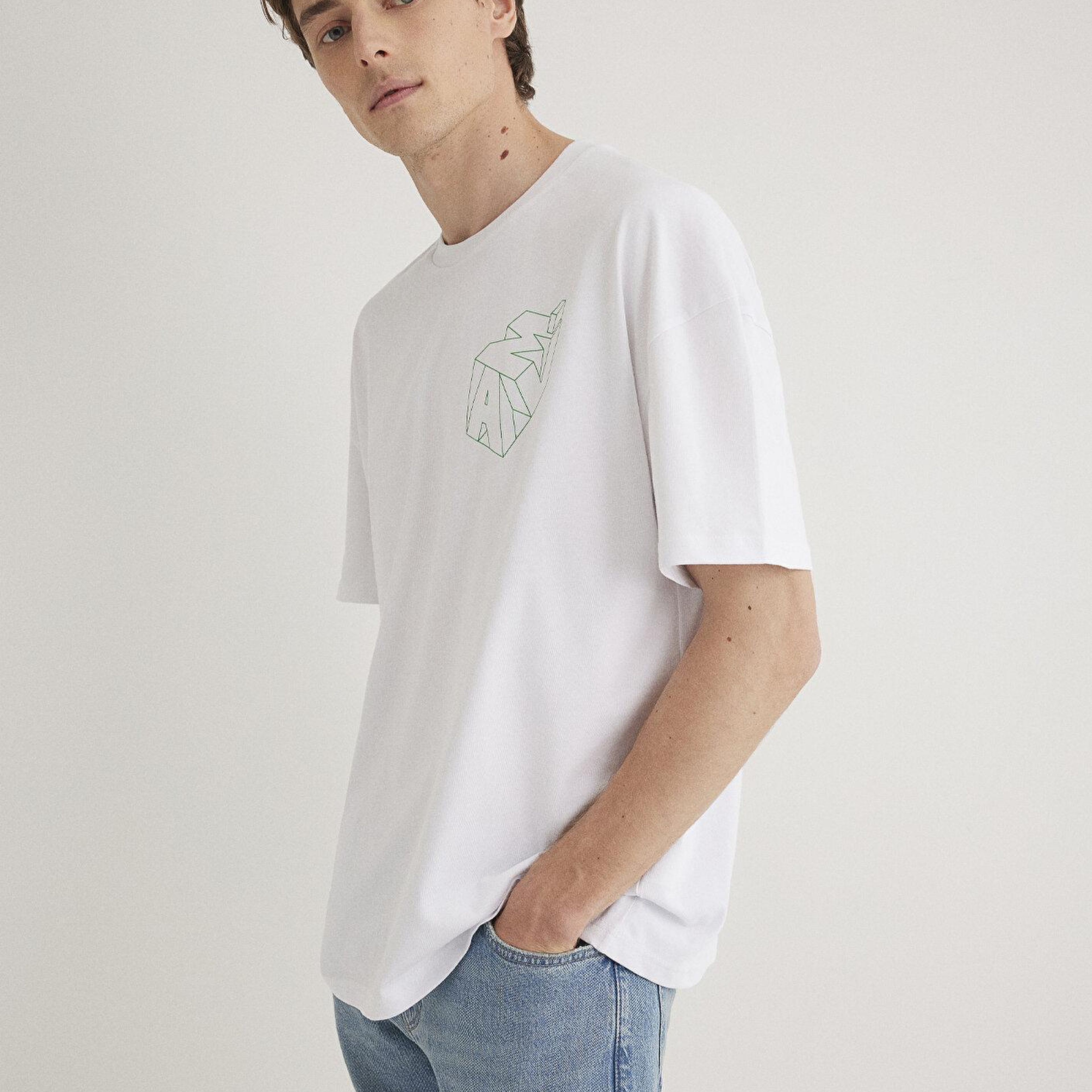 Mavi Mavi Logo Sırt Baskılı Beyaz Tişört Oversize / Geniş Kesim 0610320-602