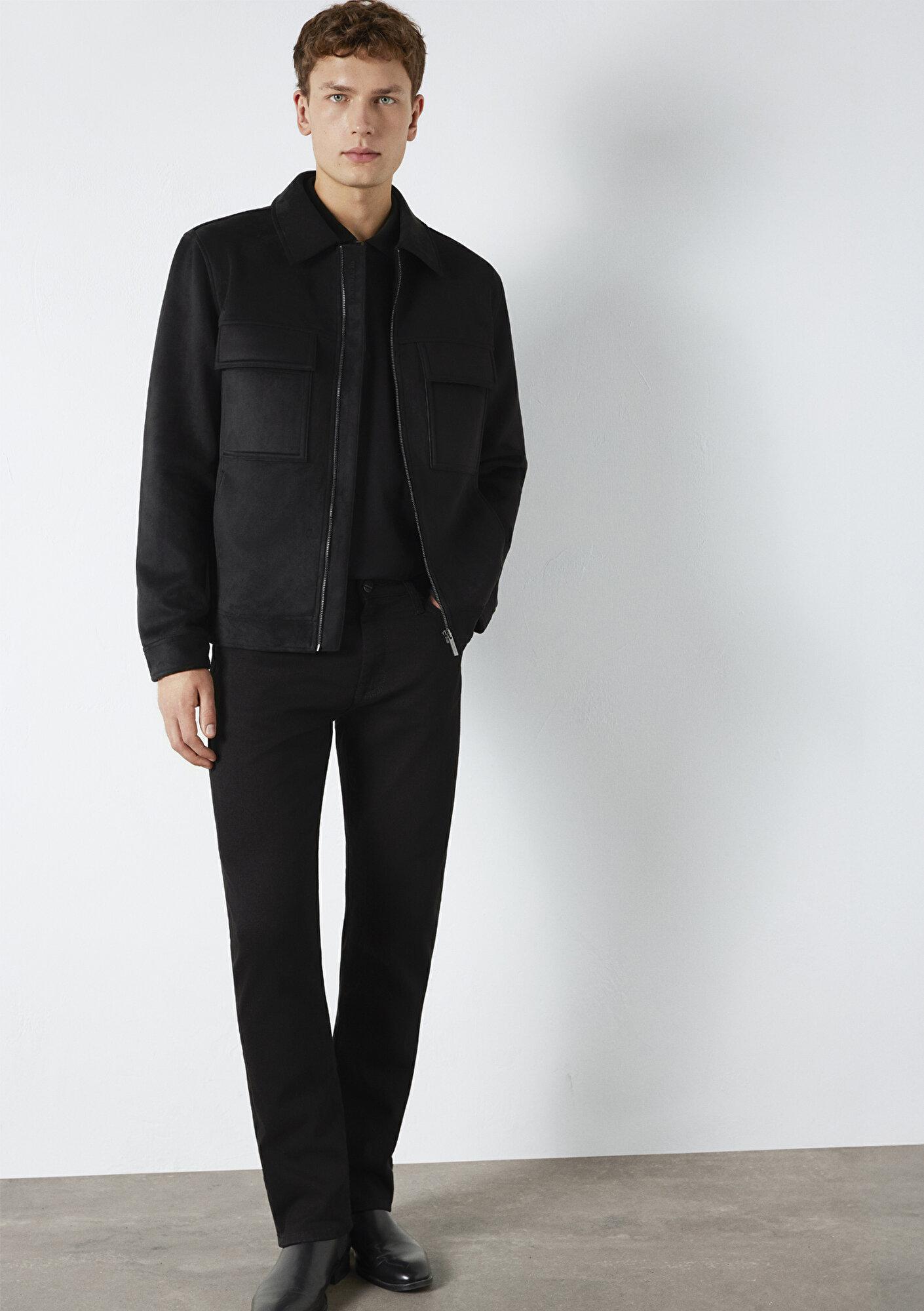 Mavi Mavi Black Cep Detaylı Siyah Suni Deri Ceket Regular Fit / Normal Kesim 0110783-71379