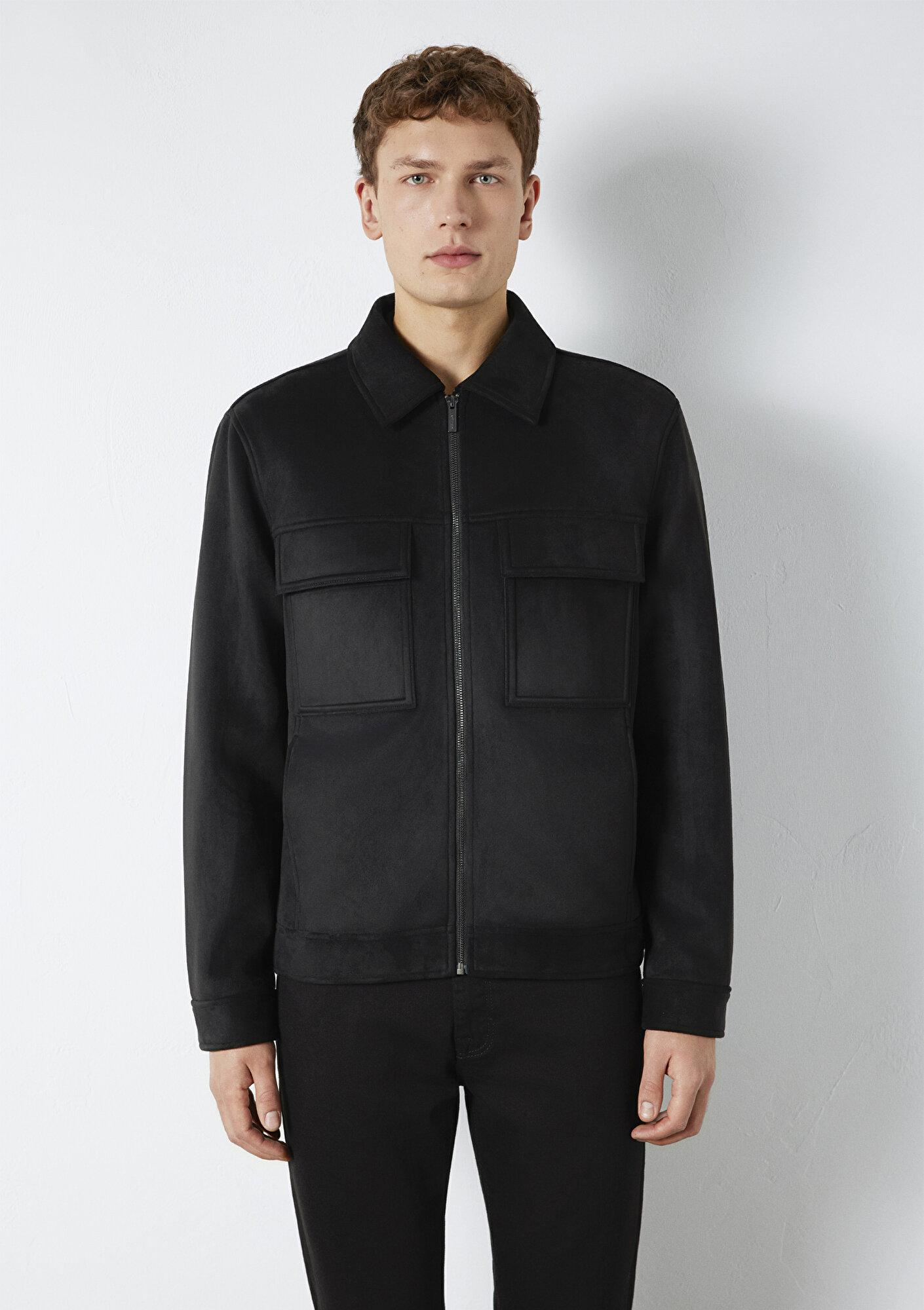 Mavi Mavi Black Cep Detaylı Siyah Suni Deri Ceket Regular Fit / Normal Kesim 0110783-71379