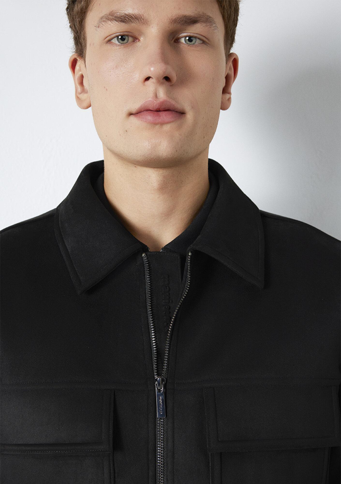 Mavi Mavi Black Cep Detaylı Siyah Suni Deri Ceket Regular Fit / Normal Kesim 0110783-71379