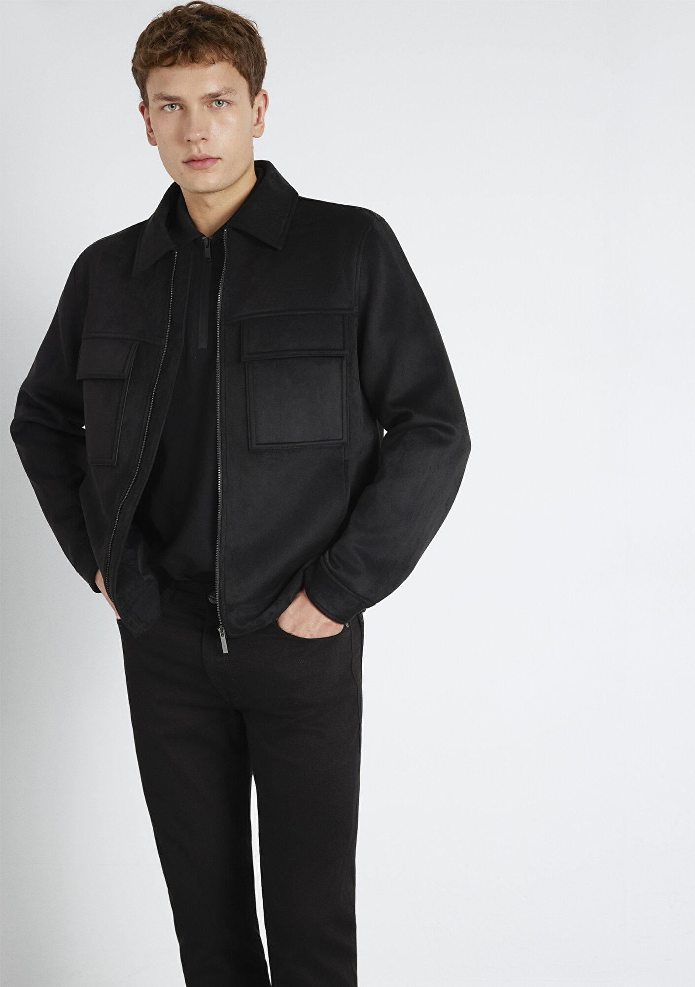 Mavi Mavi Black Cep Detaylı Siyah Suni Deri Ceket Regular Fit / Normal Kesim 0110783-71379