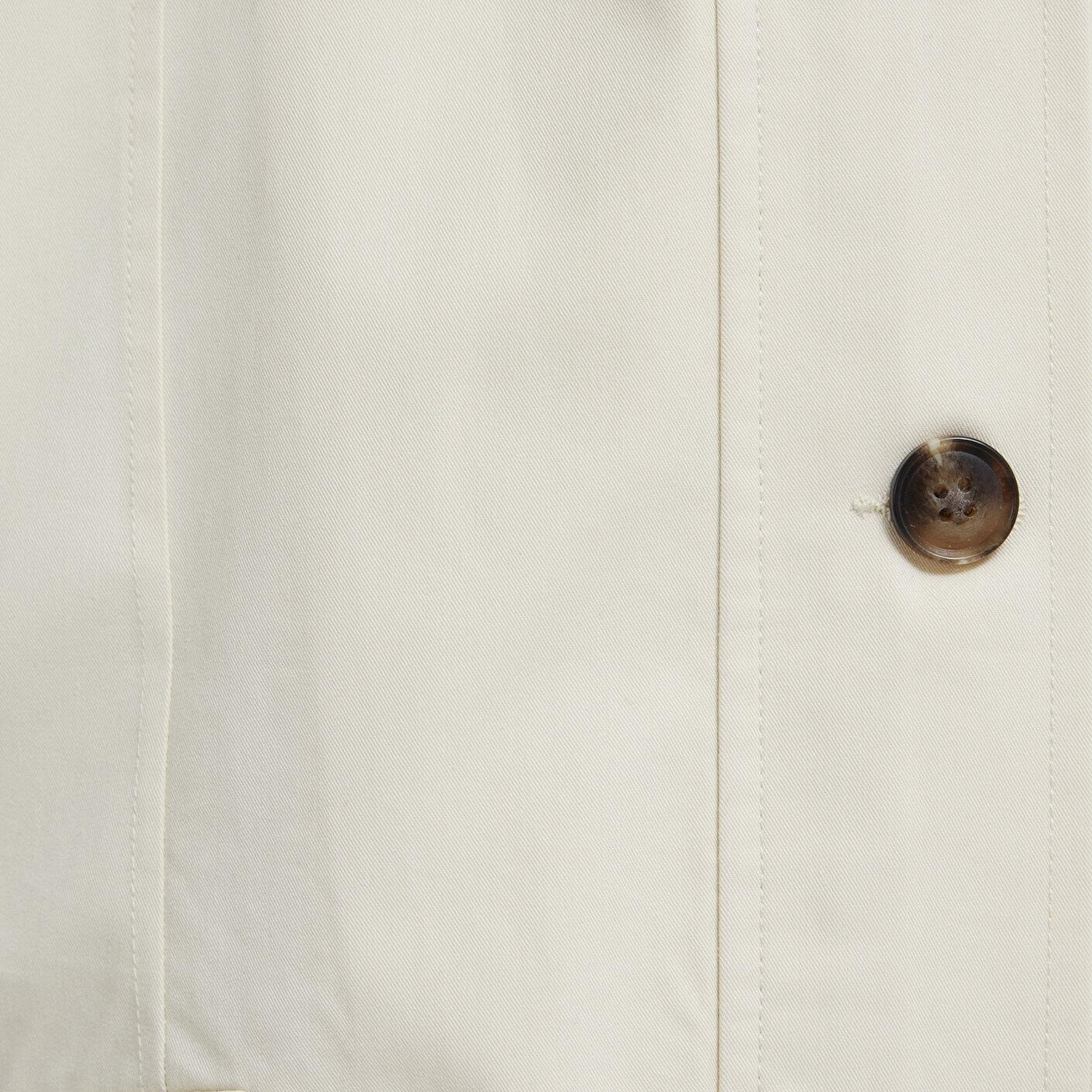 Mavi Kapüşonlu Bel Detaylı Ekru Kısa Ceket Oversize / Geniş Kesim 1110756-70065