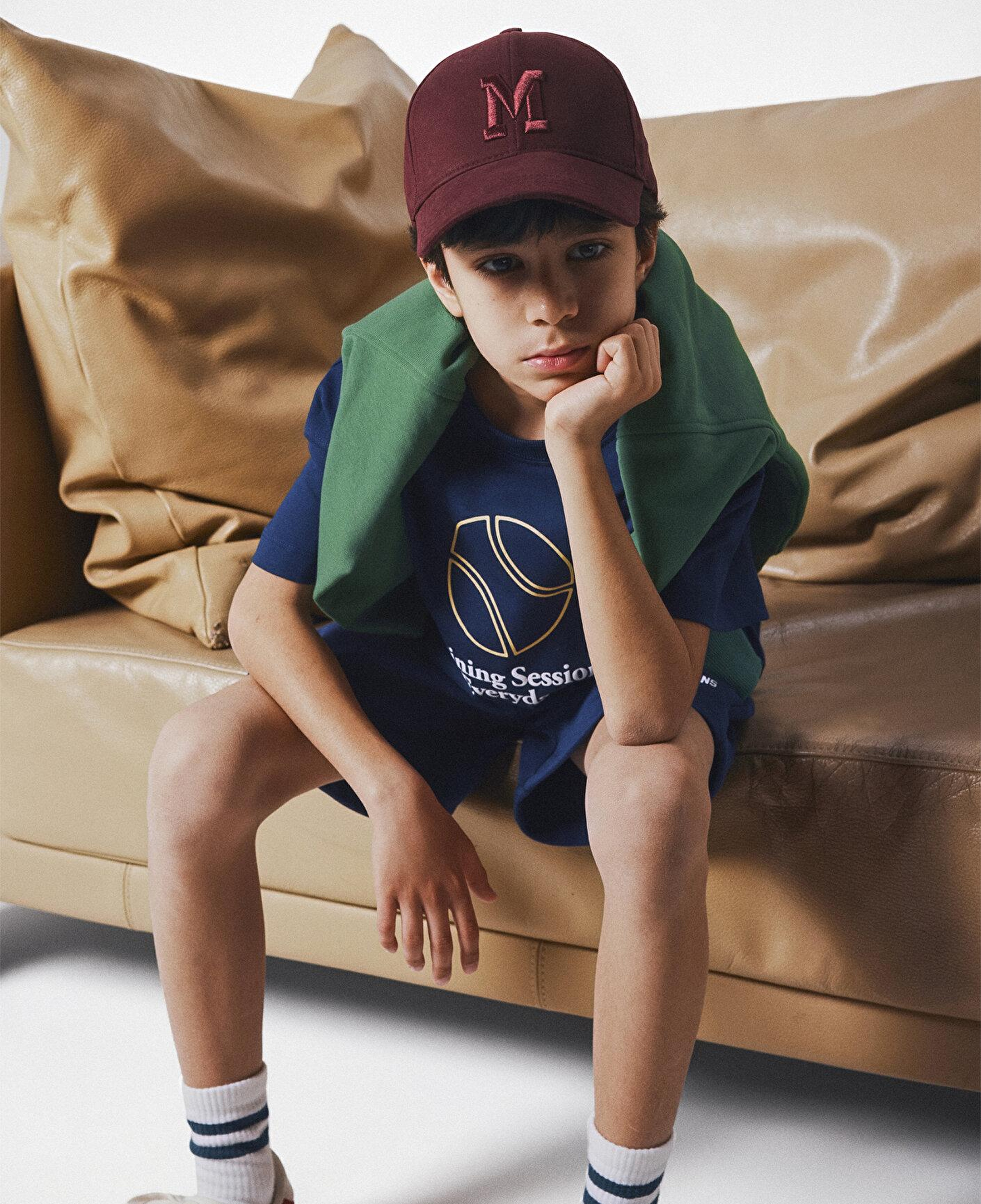 Mavi Baskılı Lacivert Tişört Oversize / Geniş Kesim 6610402-70491