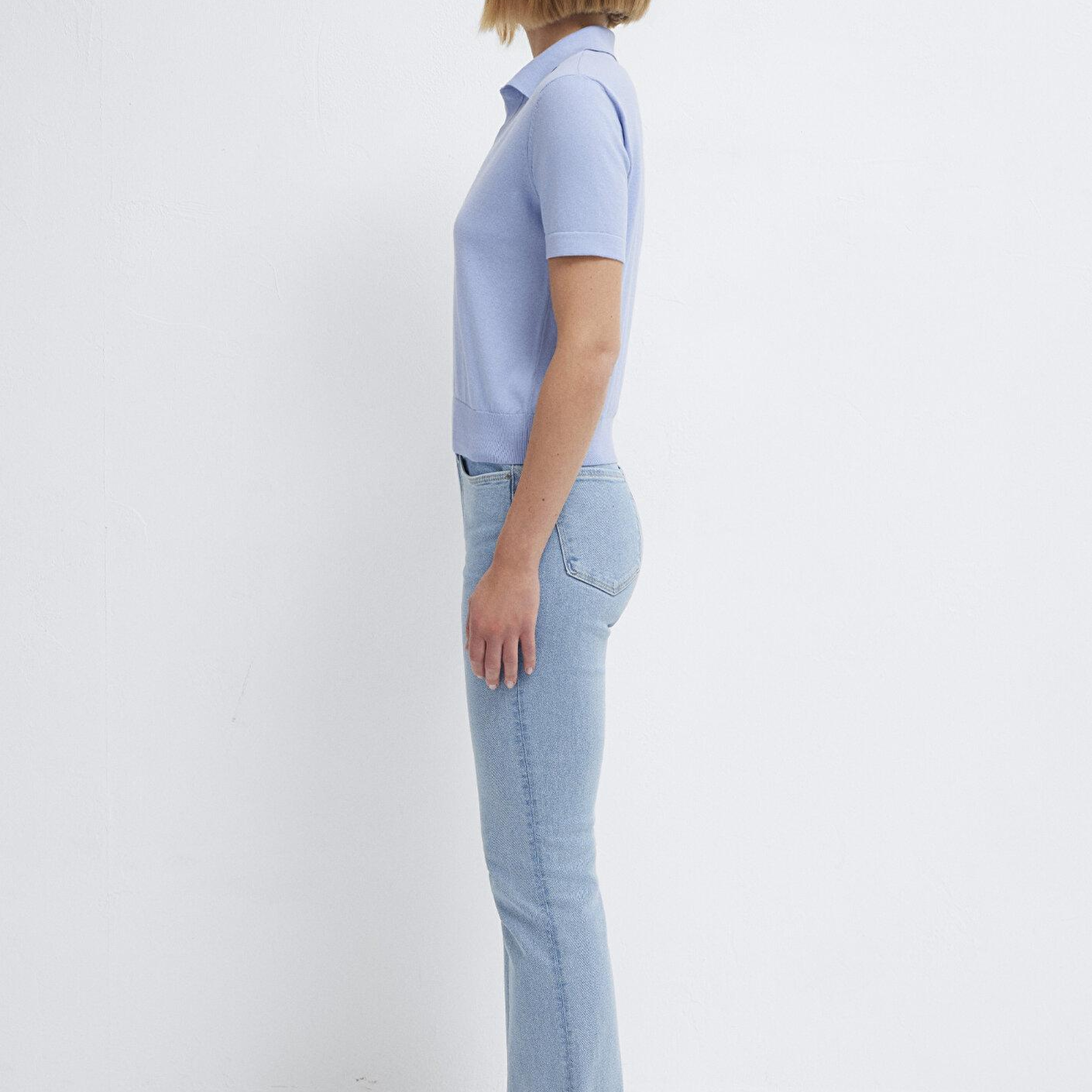 Mavi Kısa Kollu Mavi Triko Tişört Slim Fit / Dar Kesim 1710909-70827