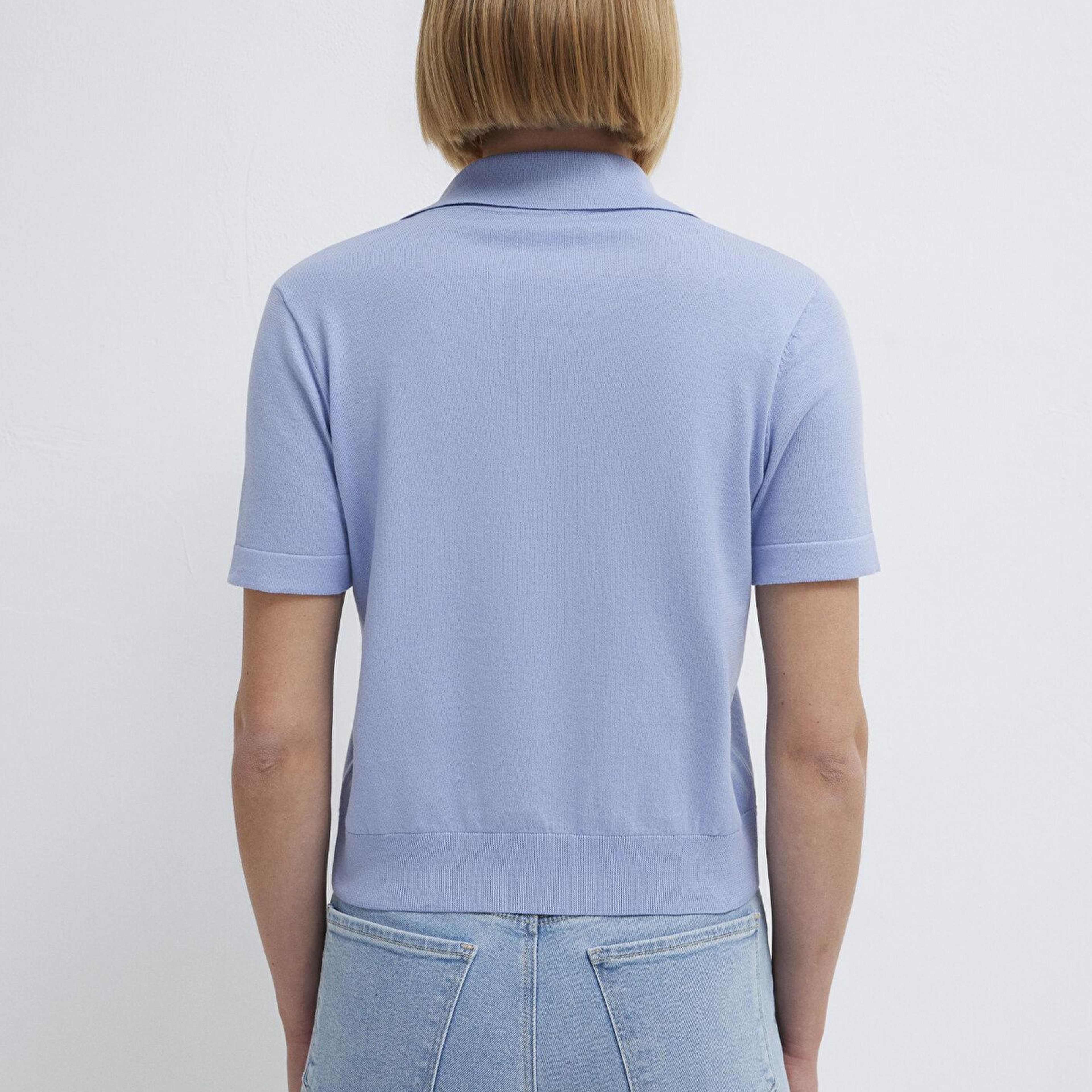 Mavi Kısa Kollu Mavi Triko Tişört Slim Fit / Dar Kesim 1710909-70827