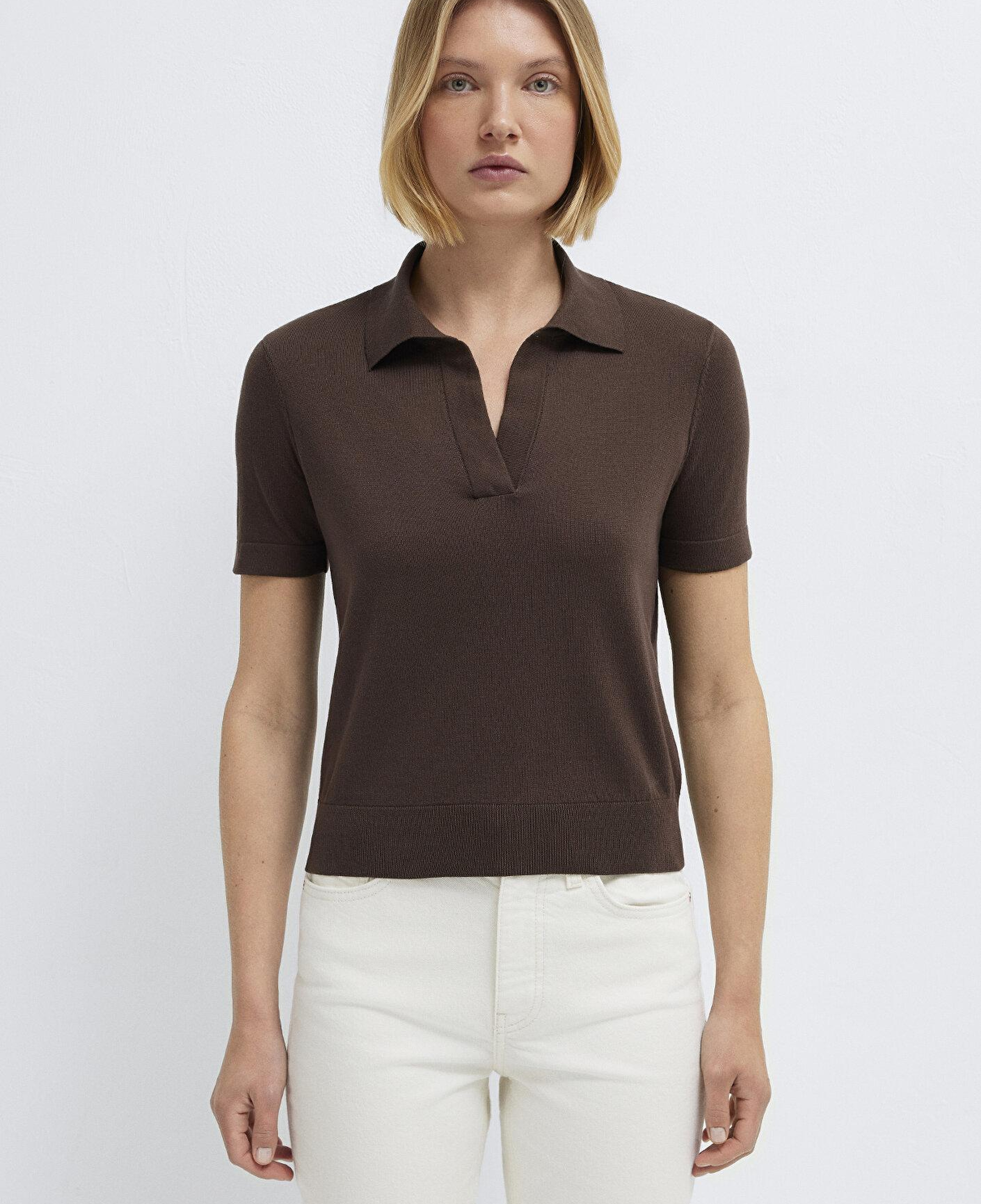 Mavi Kısa Kollu Kahverengi Triko Tişört Slim Fit / Dar Kesim 1710909-88067