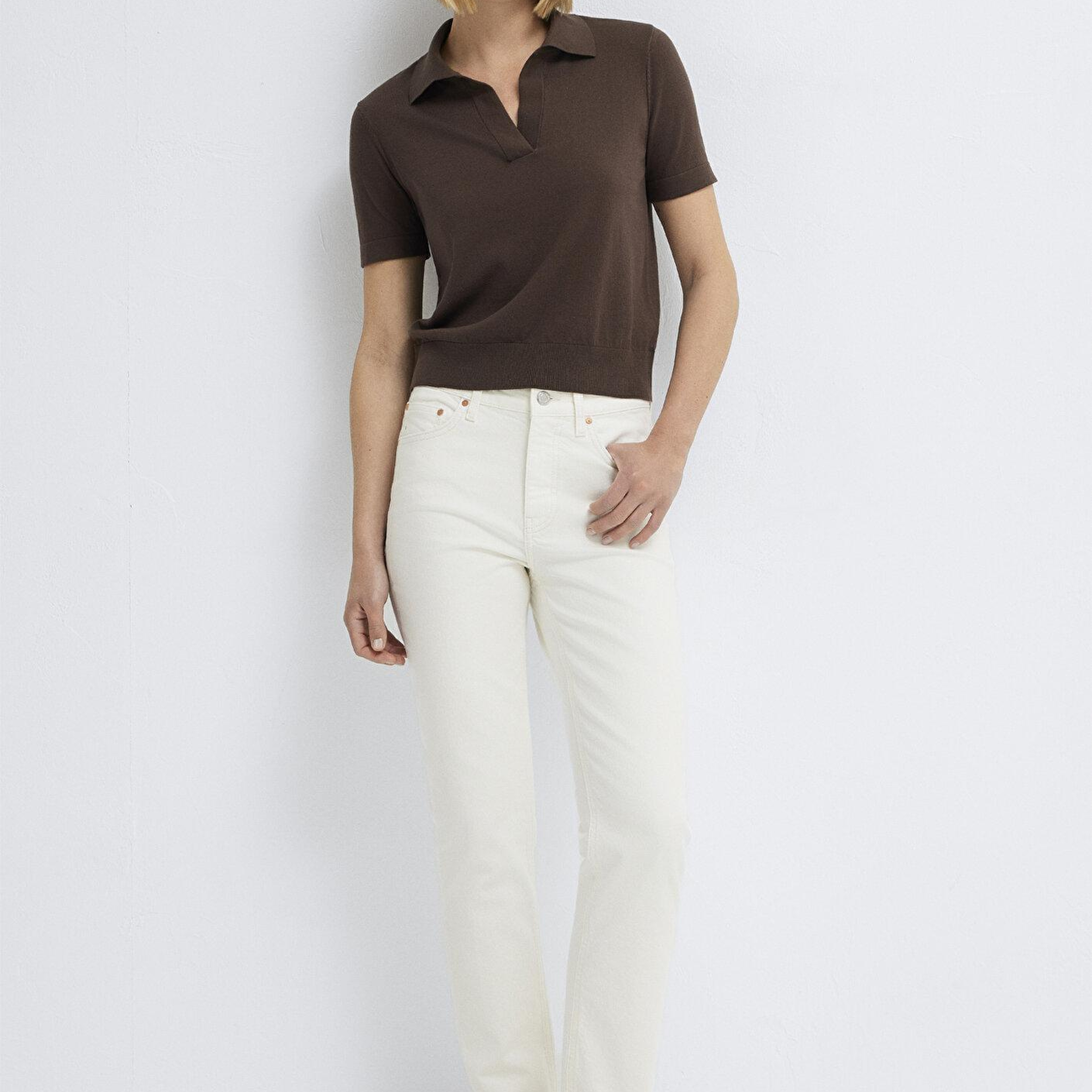 Mavi Kısa Kollu Kahverengi Triko Tişört Slim Fit / Dar Kesim 1710909-88067