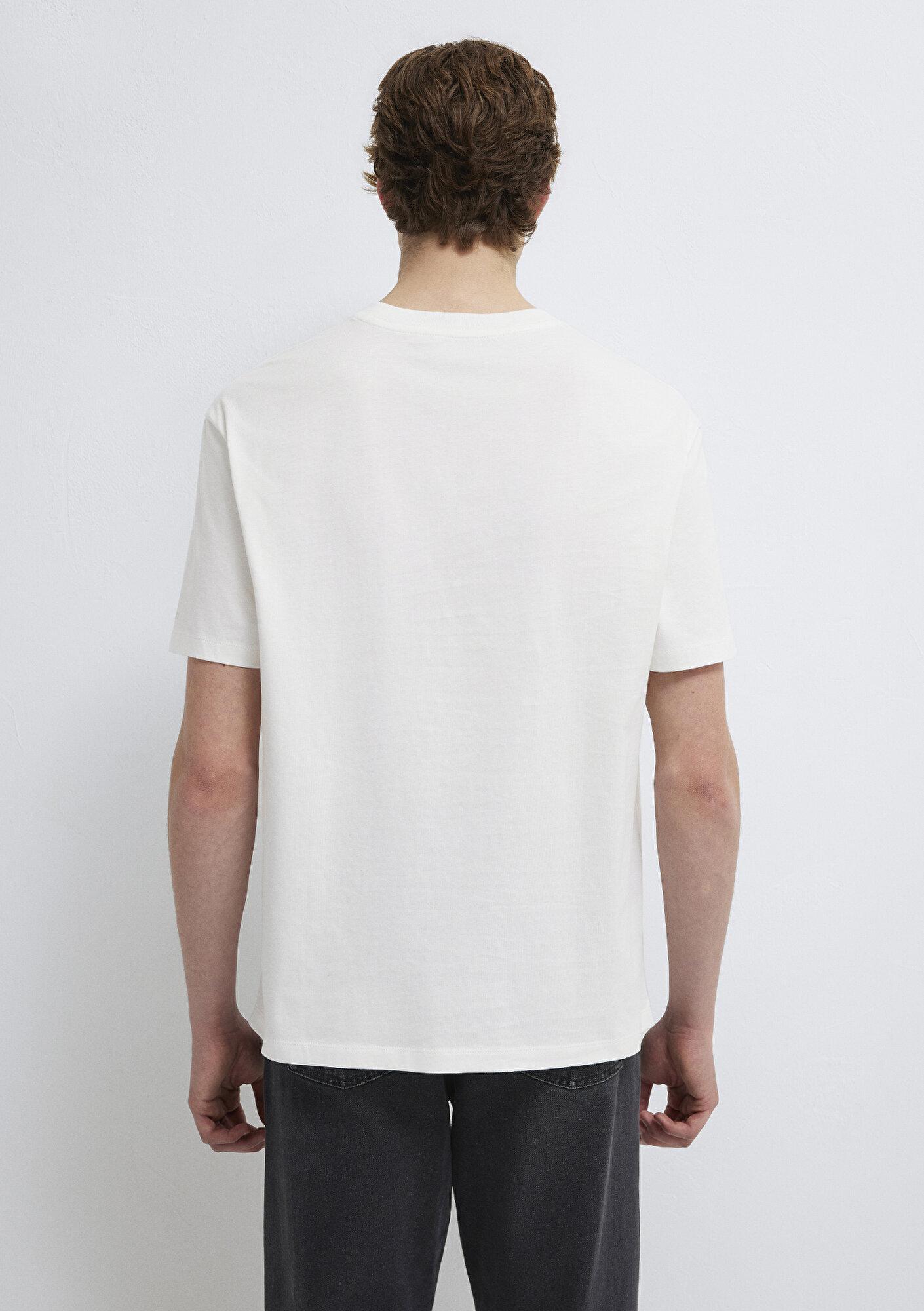 Mavi İstanbul Baskılı Ekru Tişört Loose Fit / Bol Rahat Kesim 0613664-70057