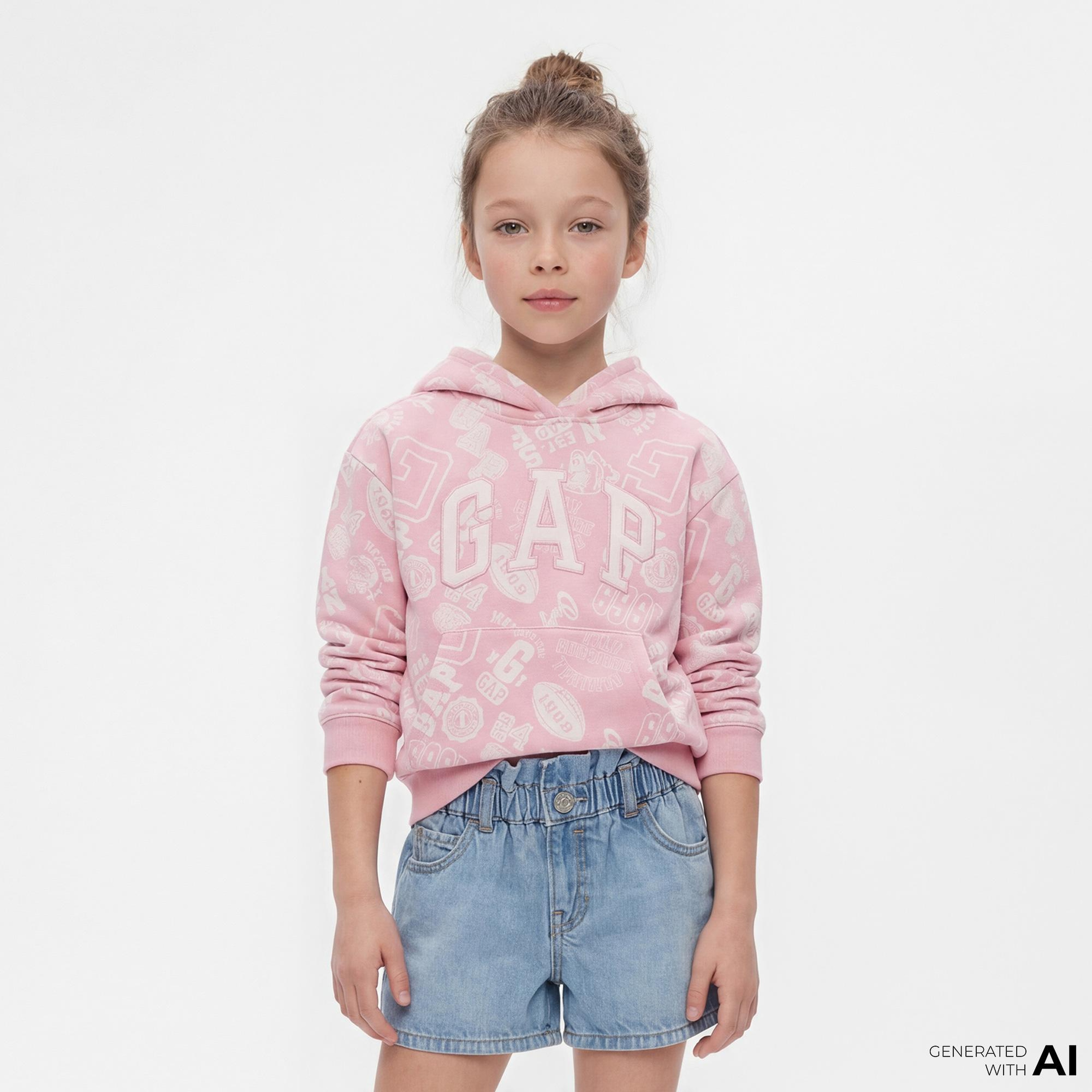 Gap Logo Relaxed Çocuk Pembe Sweatshirt