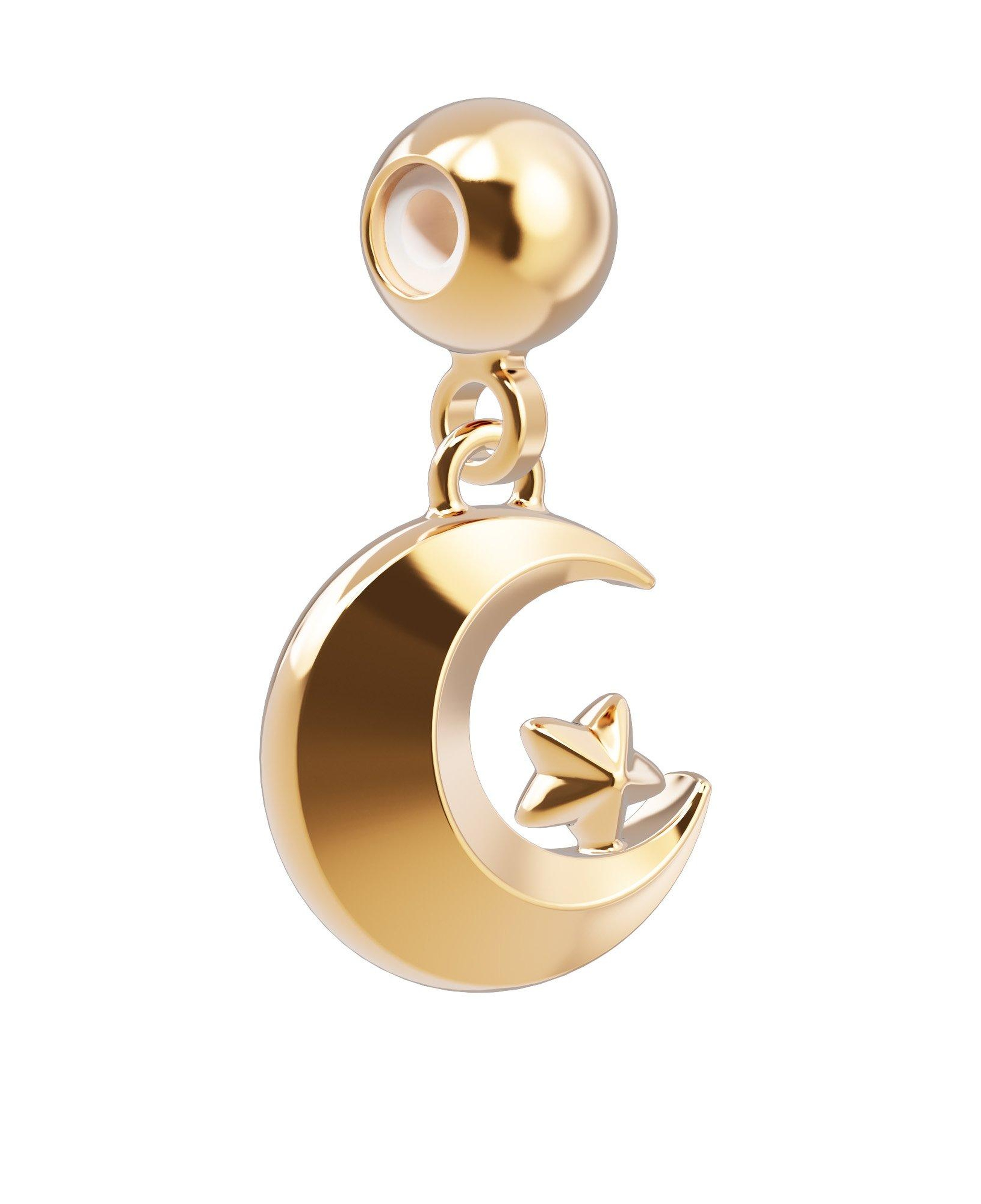 Chocli 18 Ayar Altın Kaplama Charm - Ay Yıldız