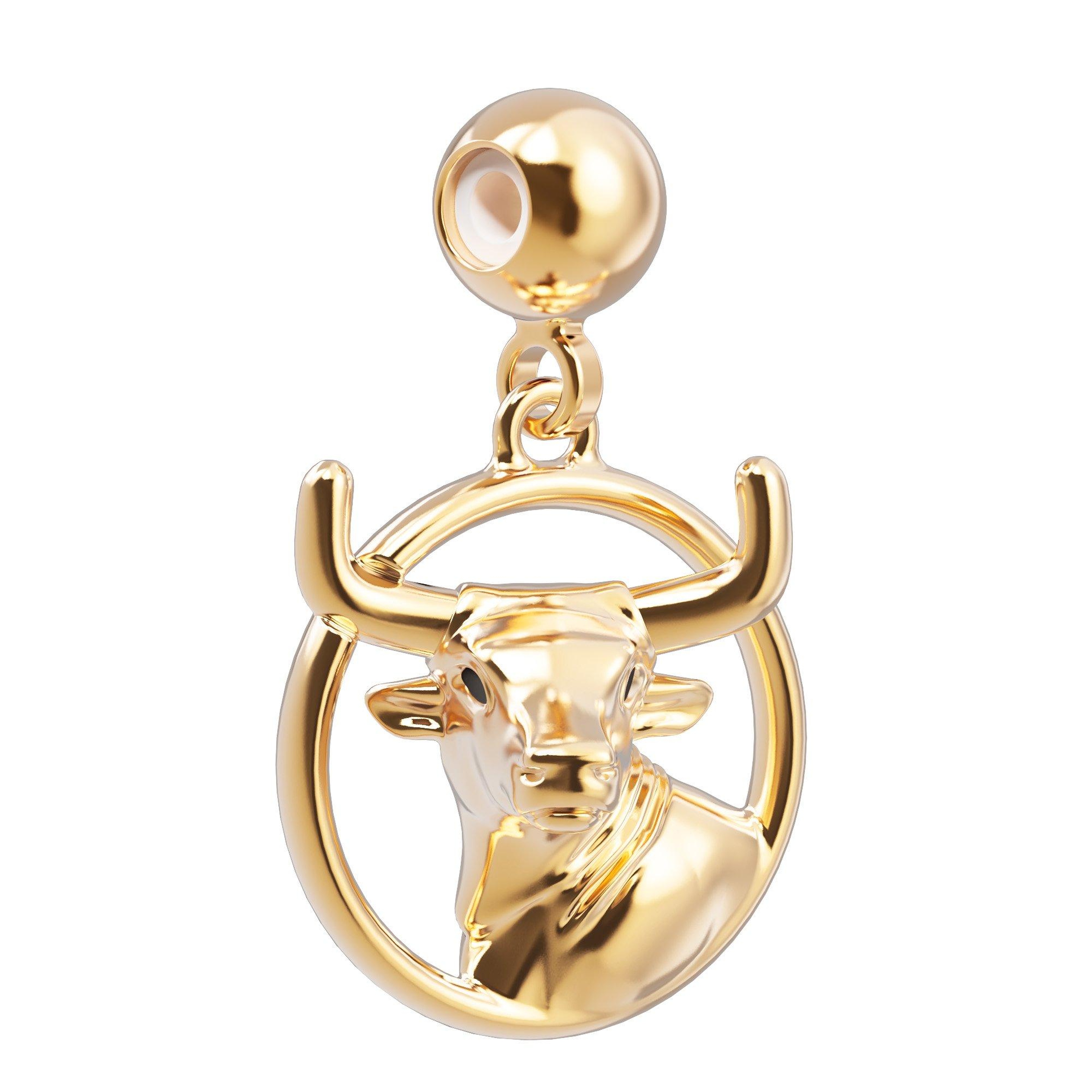 Chocli 18 Ayar Altın Kaplama Charm - Boğa Burcu