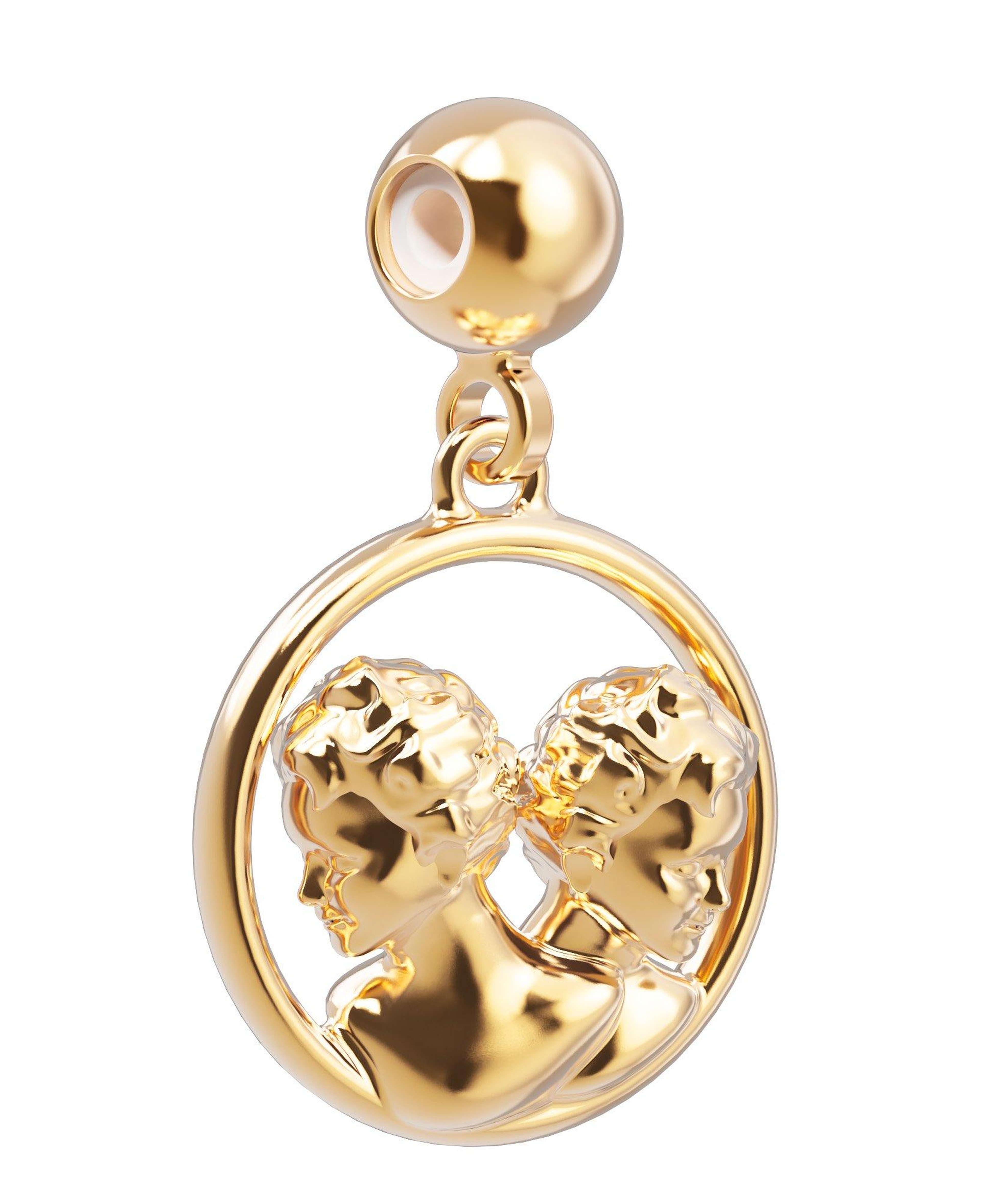 Chocli 18 Ayar Altın Kaplama Charm - İkizler Burcu