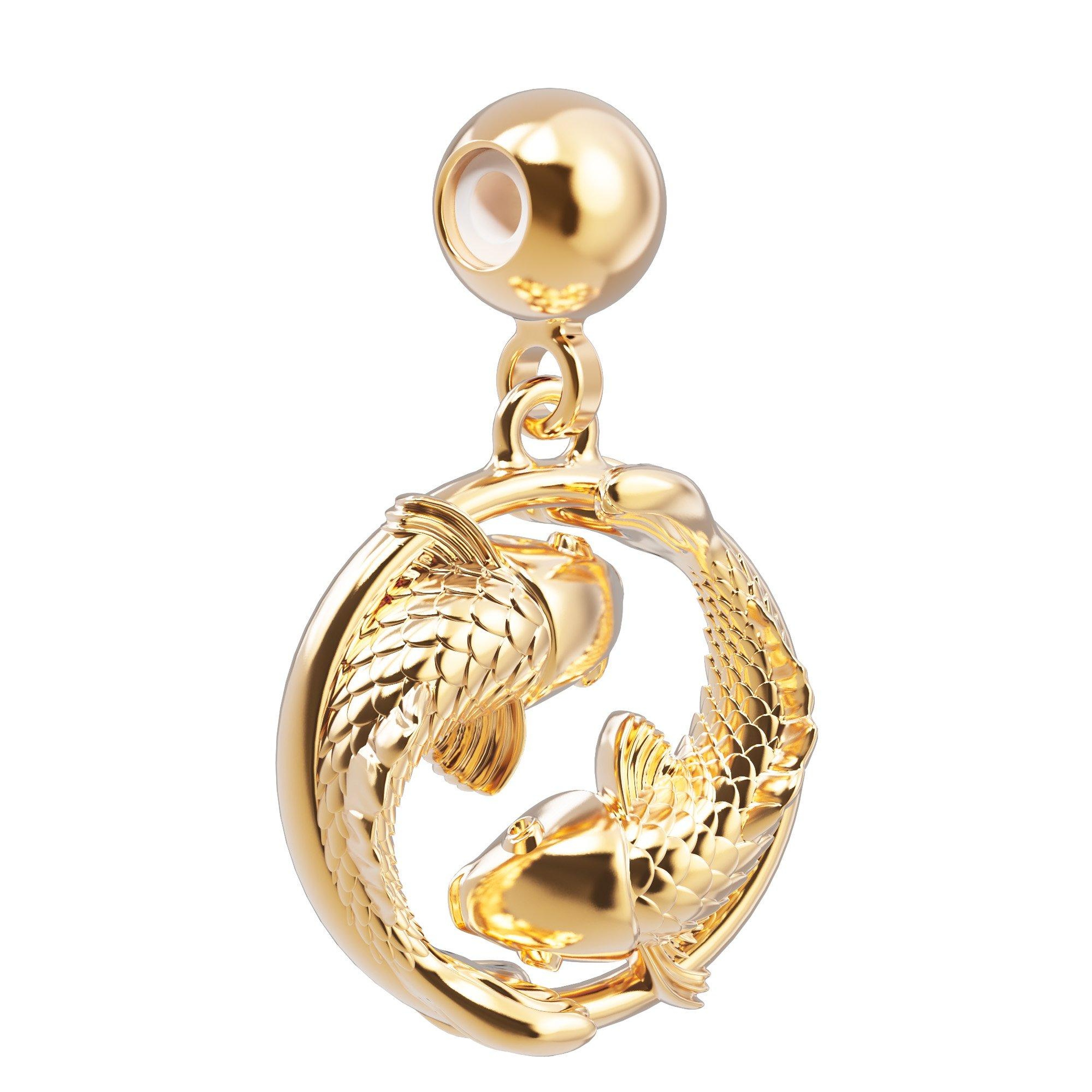 Chocli 18 Ayar Altın Kaplama Charm - Balık Burcu