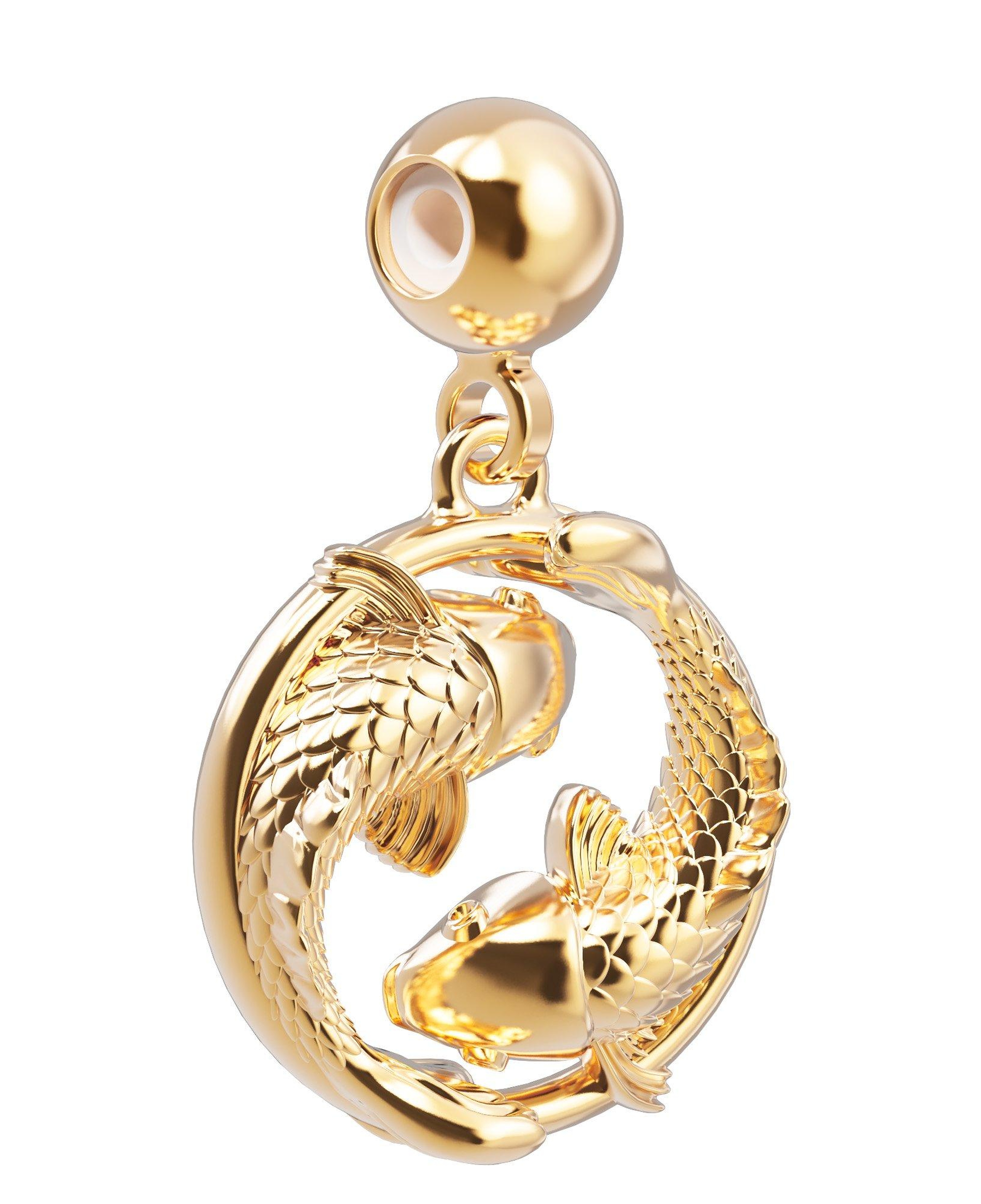 Chocli 18 Ayar Altın Kaplama Charm - Balık Burcu