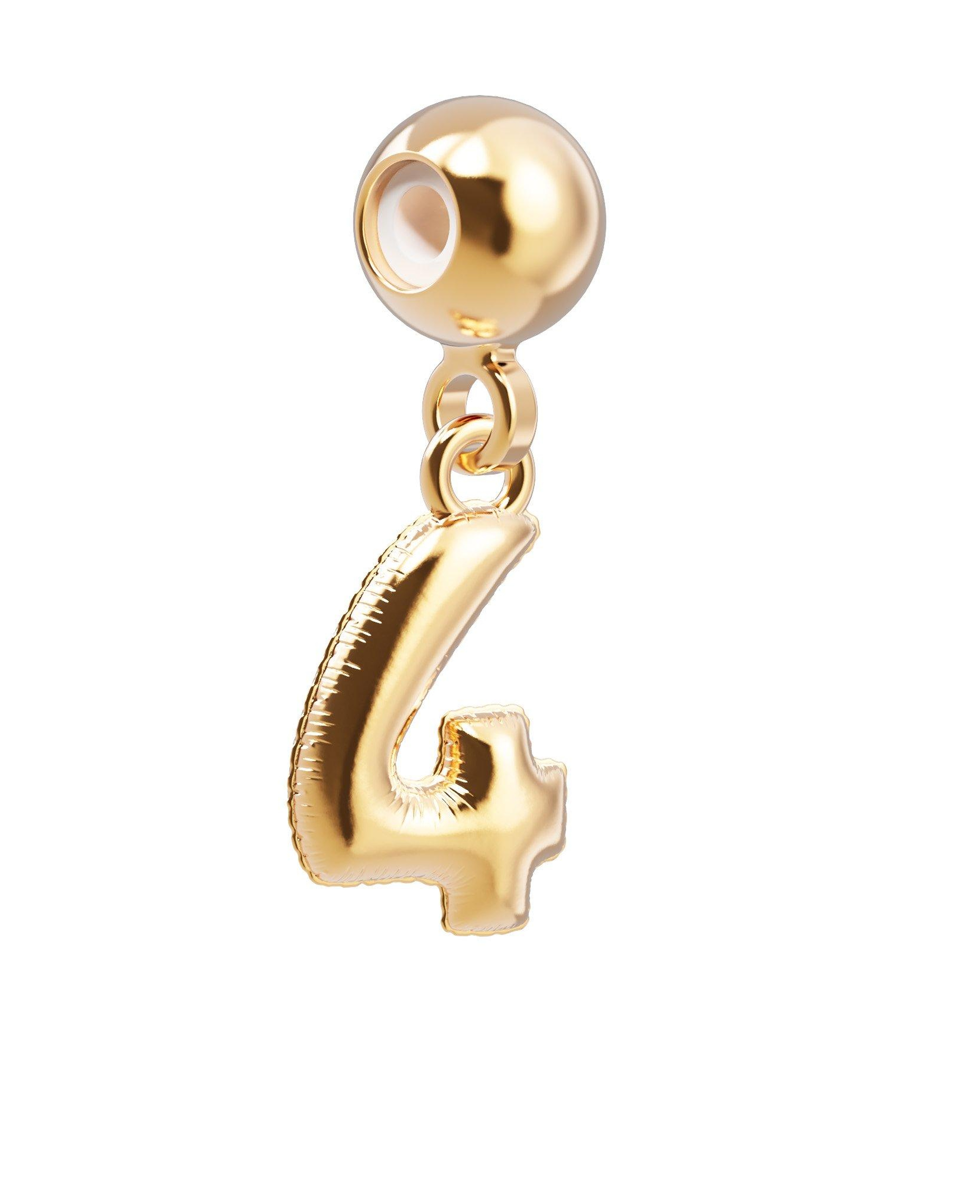 Chocli 18 Ayar Altın Kaplama Charm Rakam - 4 Dört