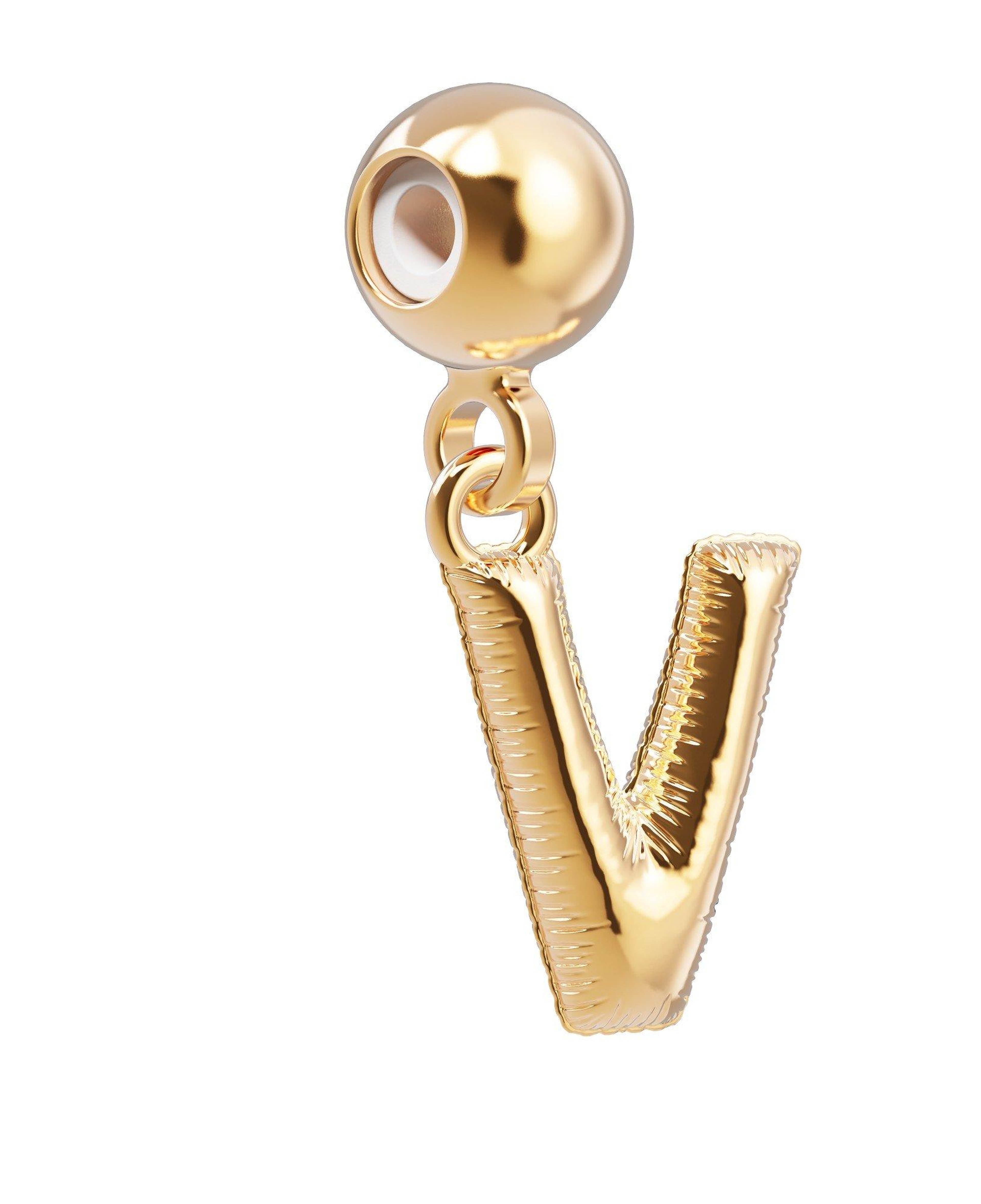 Chocli 18 Ayar Altın Kaplama Charm Harf - V