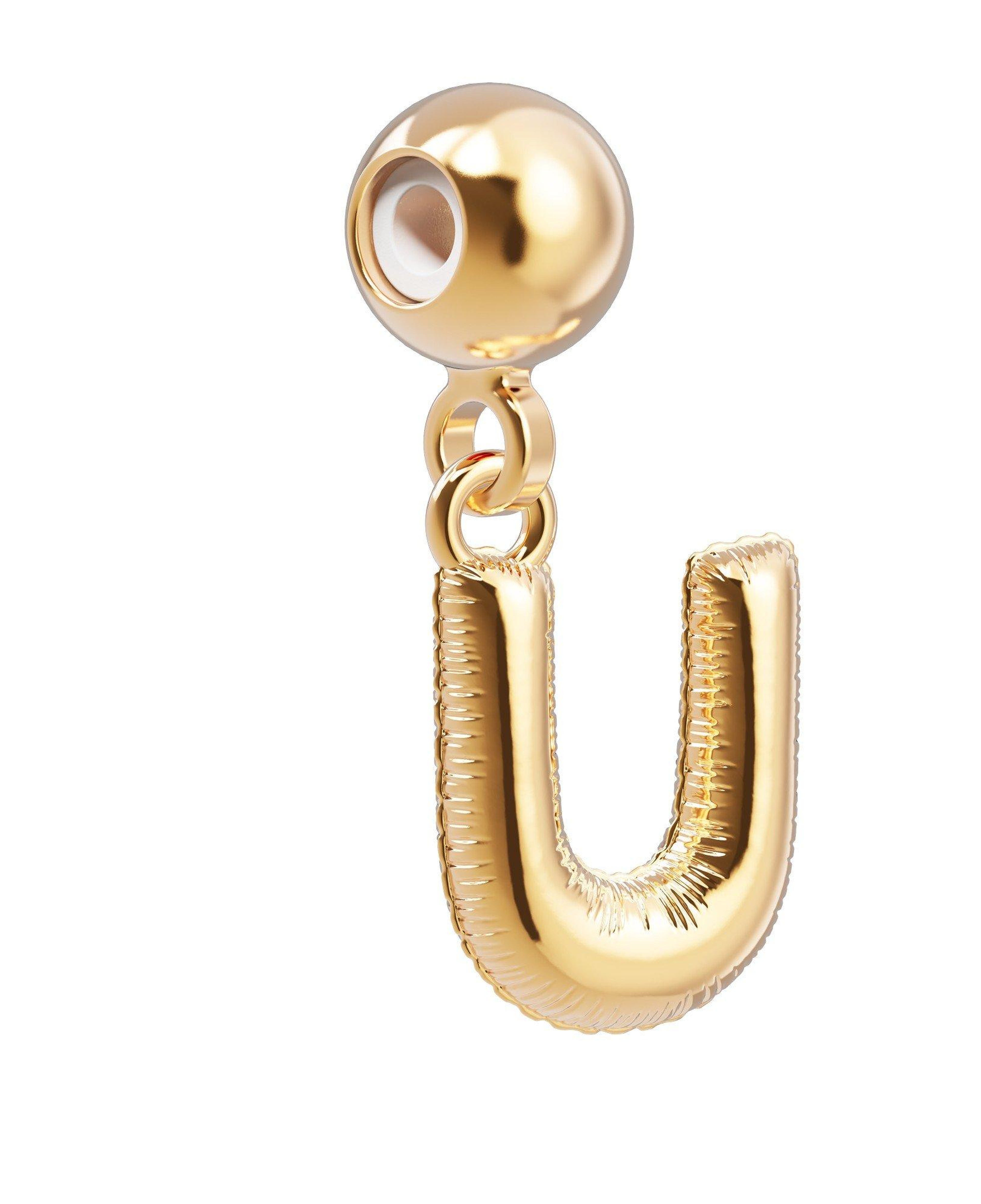 Chocli 18 Ayar Altın Kaplama Charm Harf - U