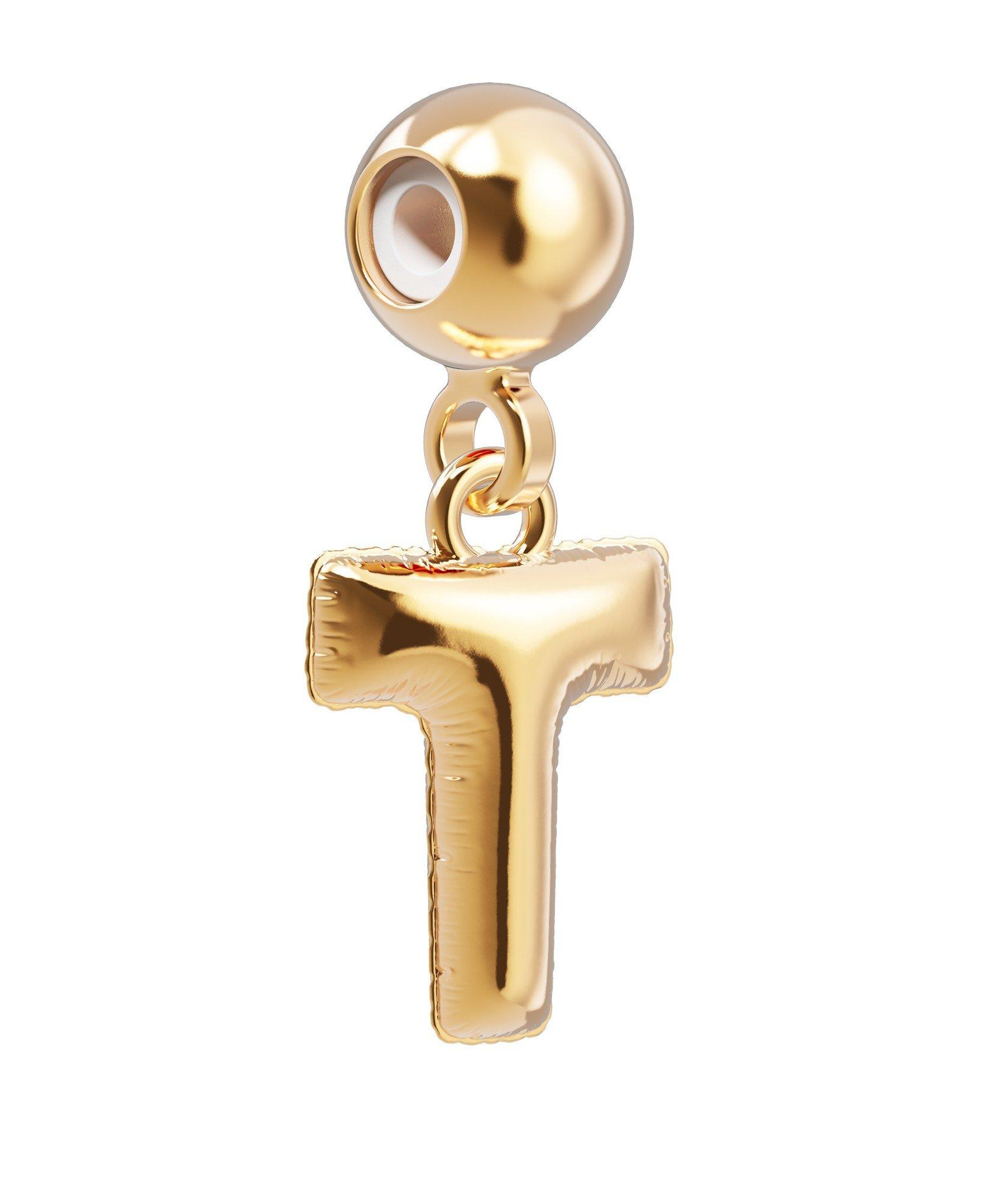 Chocli 18 Ayar Altın Kaplama Charm Harf - T