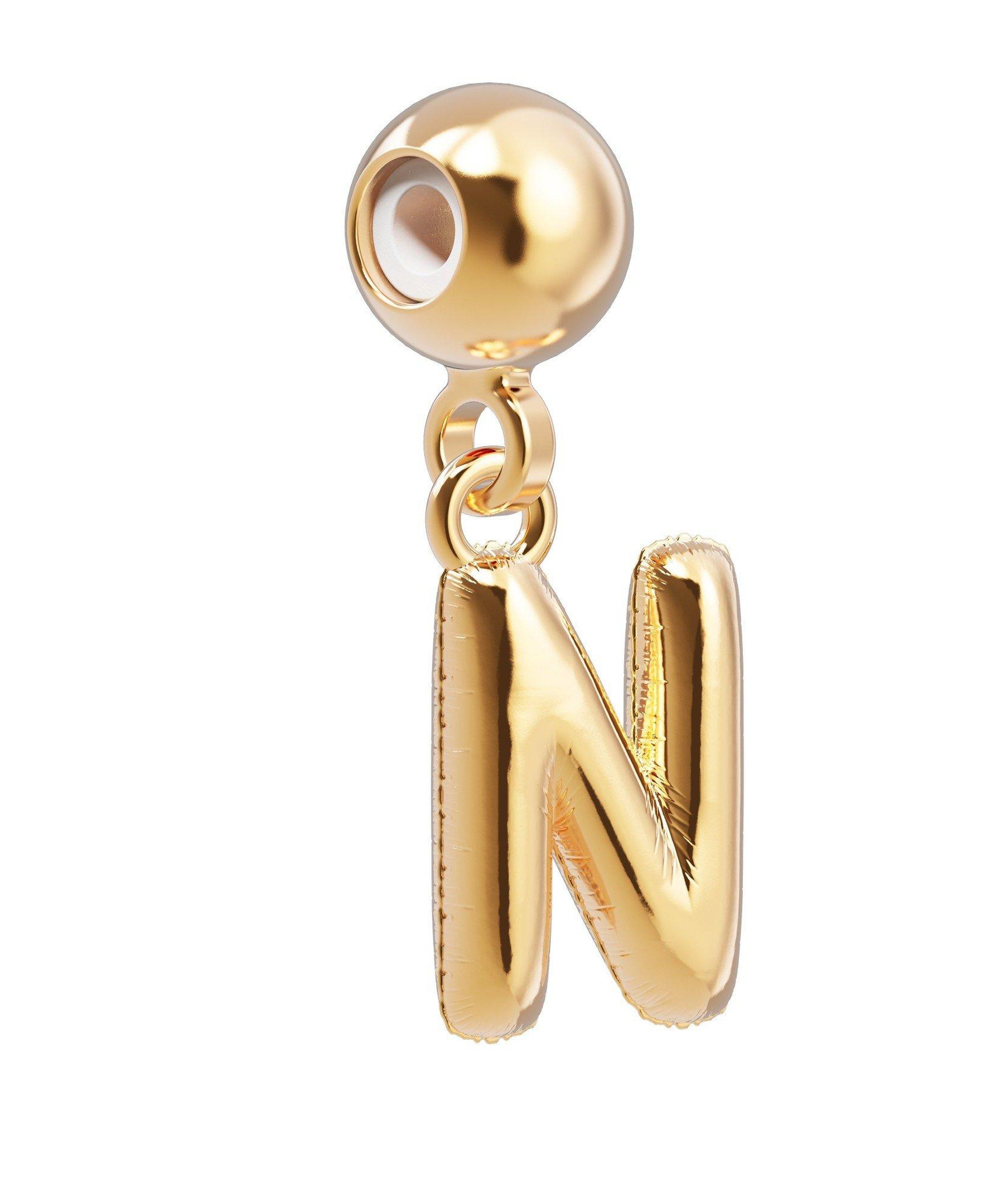 Chocli 18 Ayar Altın Kaplama Charm Harf - N