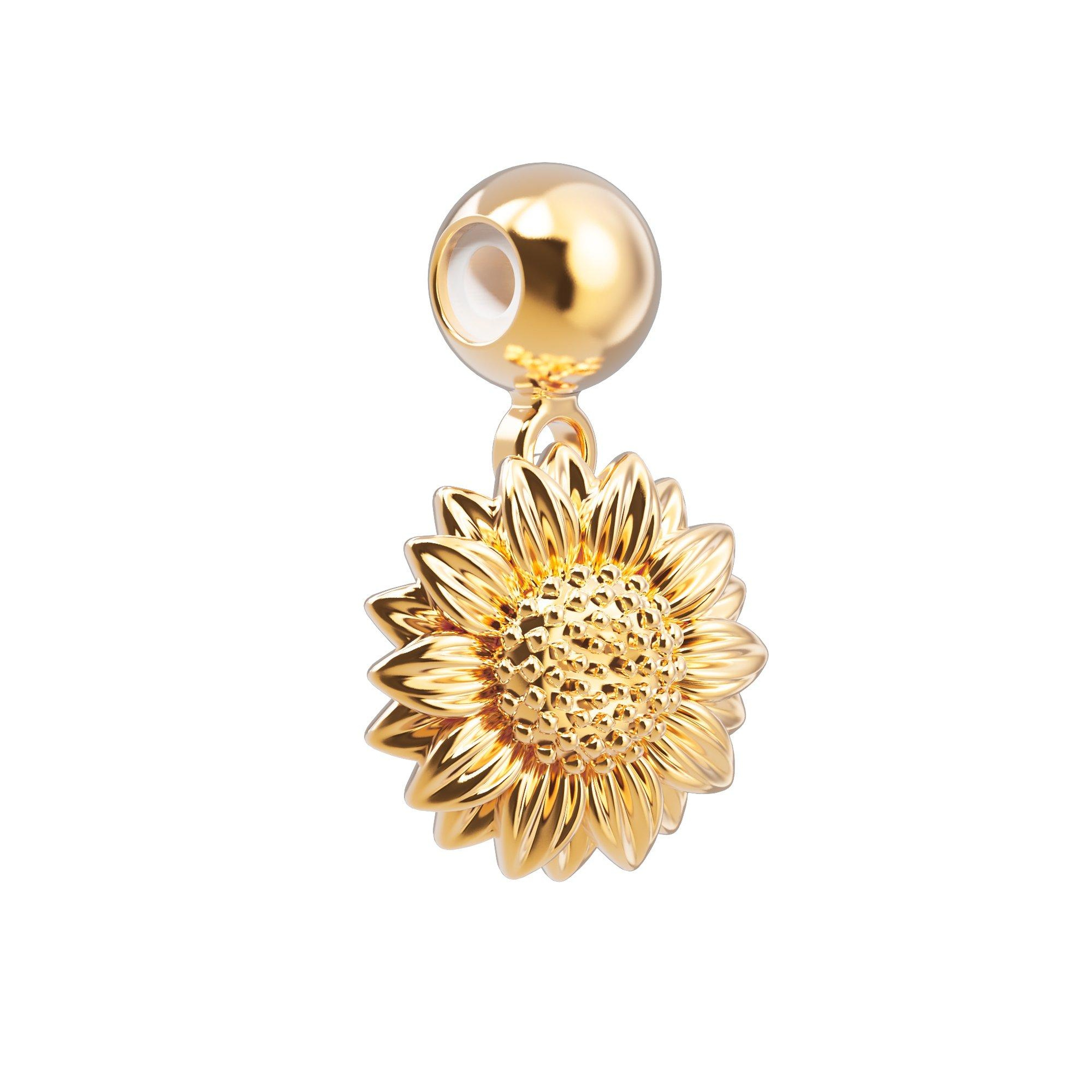 Chocli 18 Ayar Altın Kaplama Charm -  Sunflower
