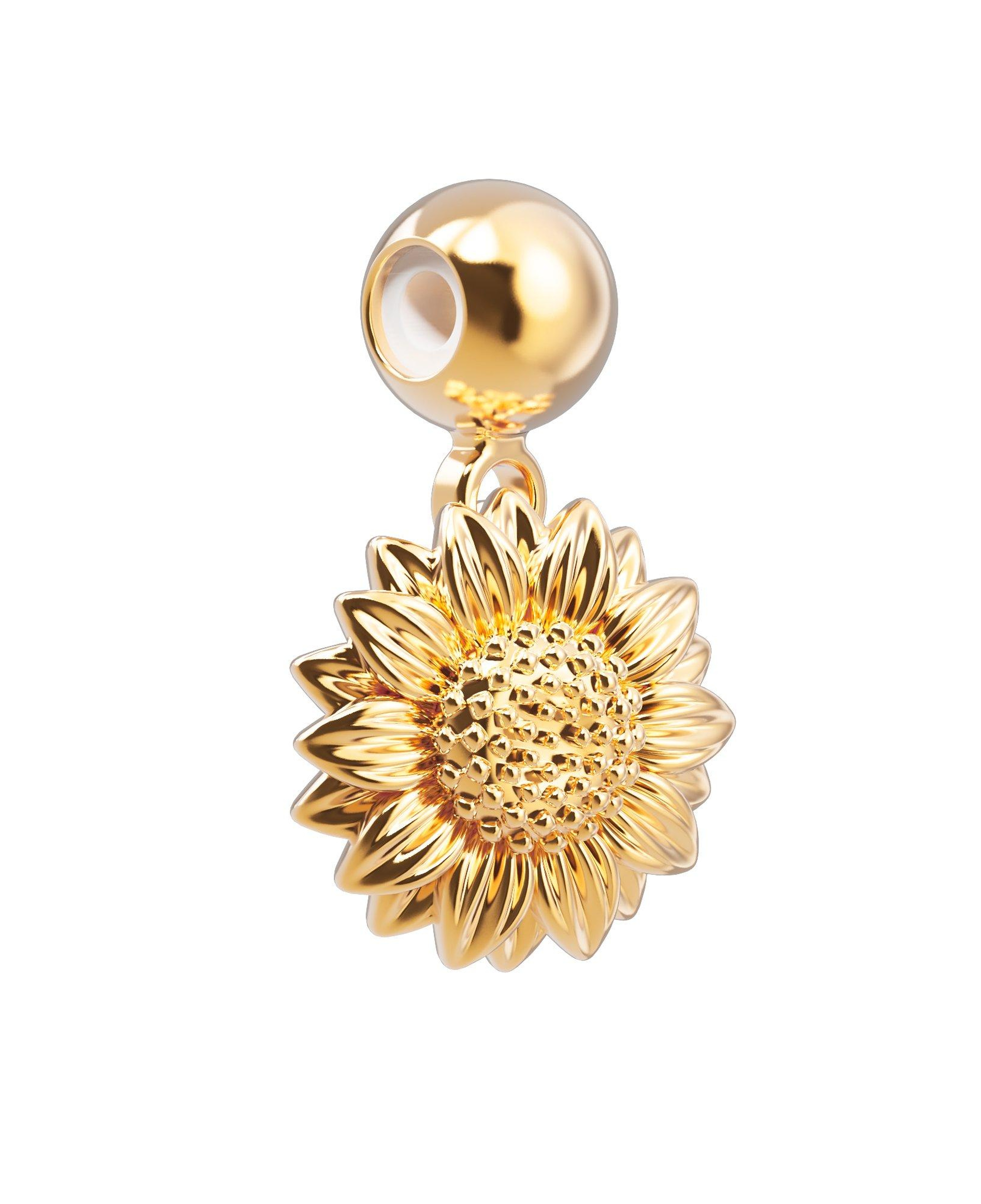 Chocli 18 Ayar Altın Kaplama Charm -  Sunflower