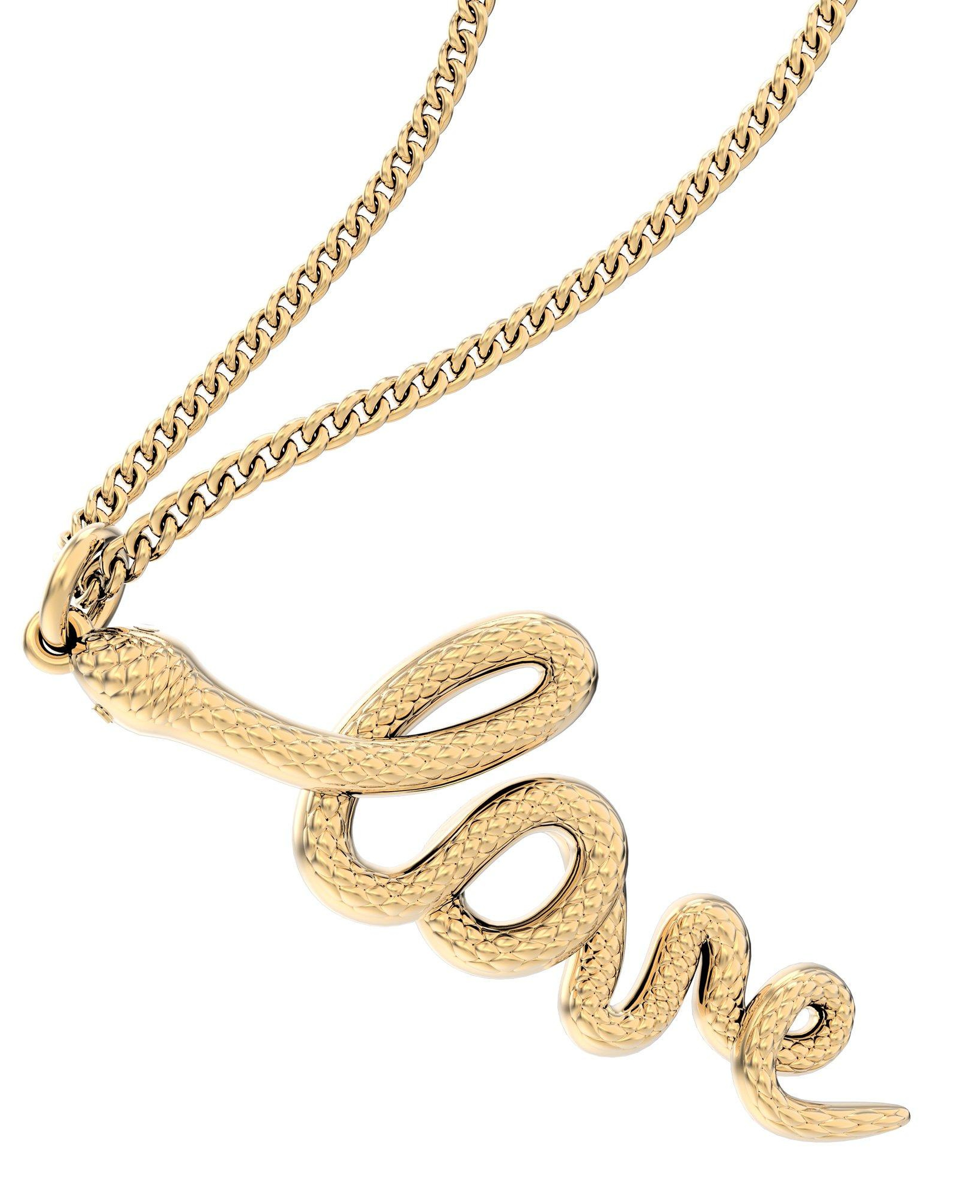 Chocli 18 Ayar Altın Kaplama Love Snake Kolye