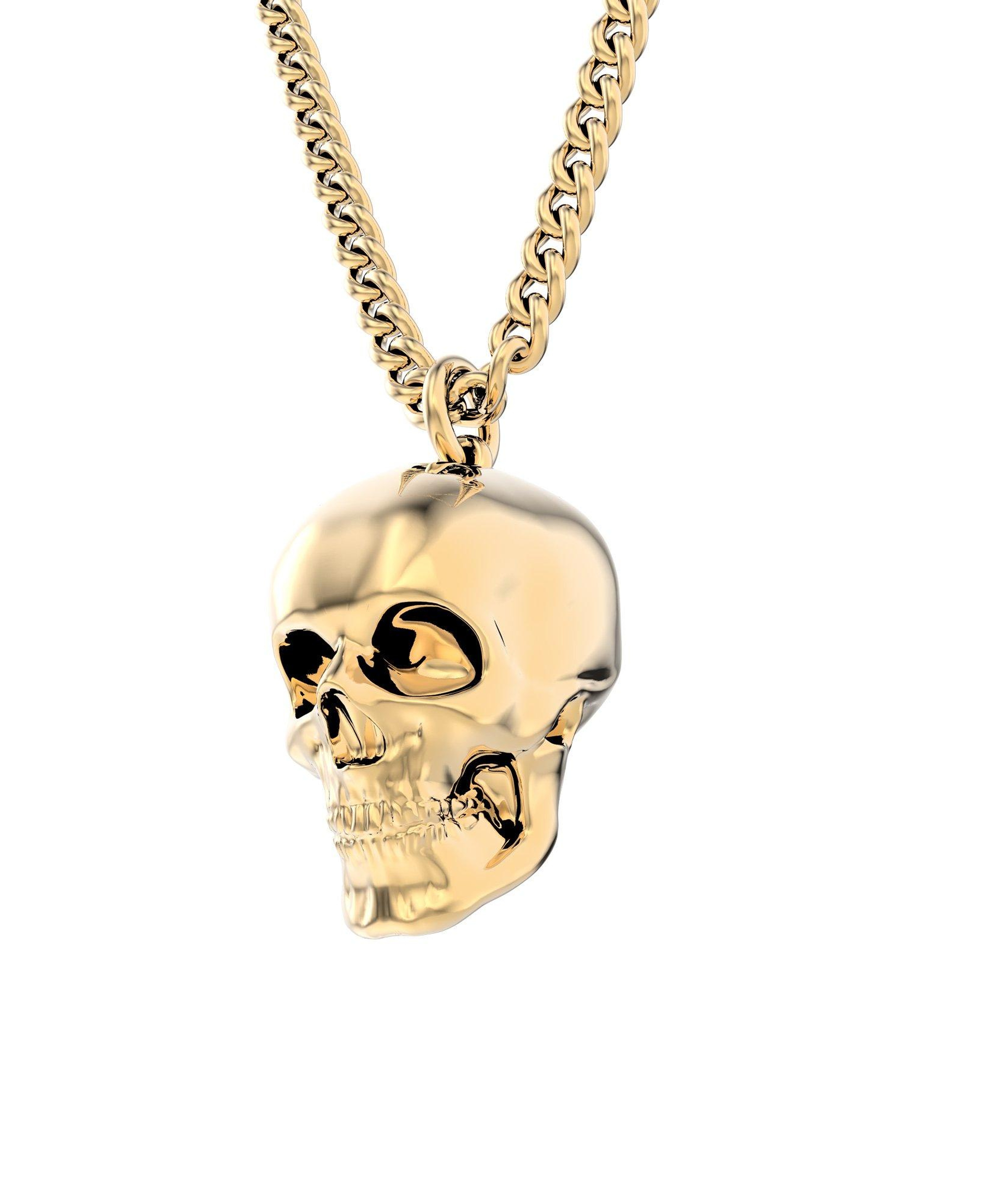 Chocli 18 Ayar Altın Kaplama Skull Kolye