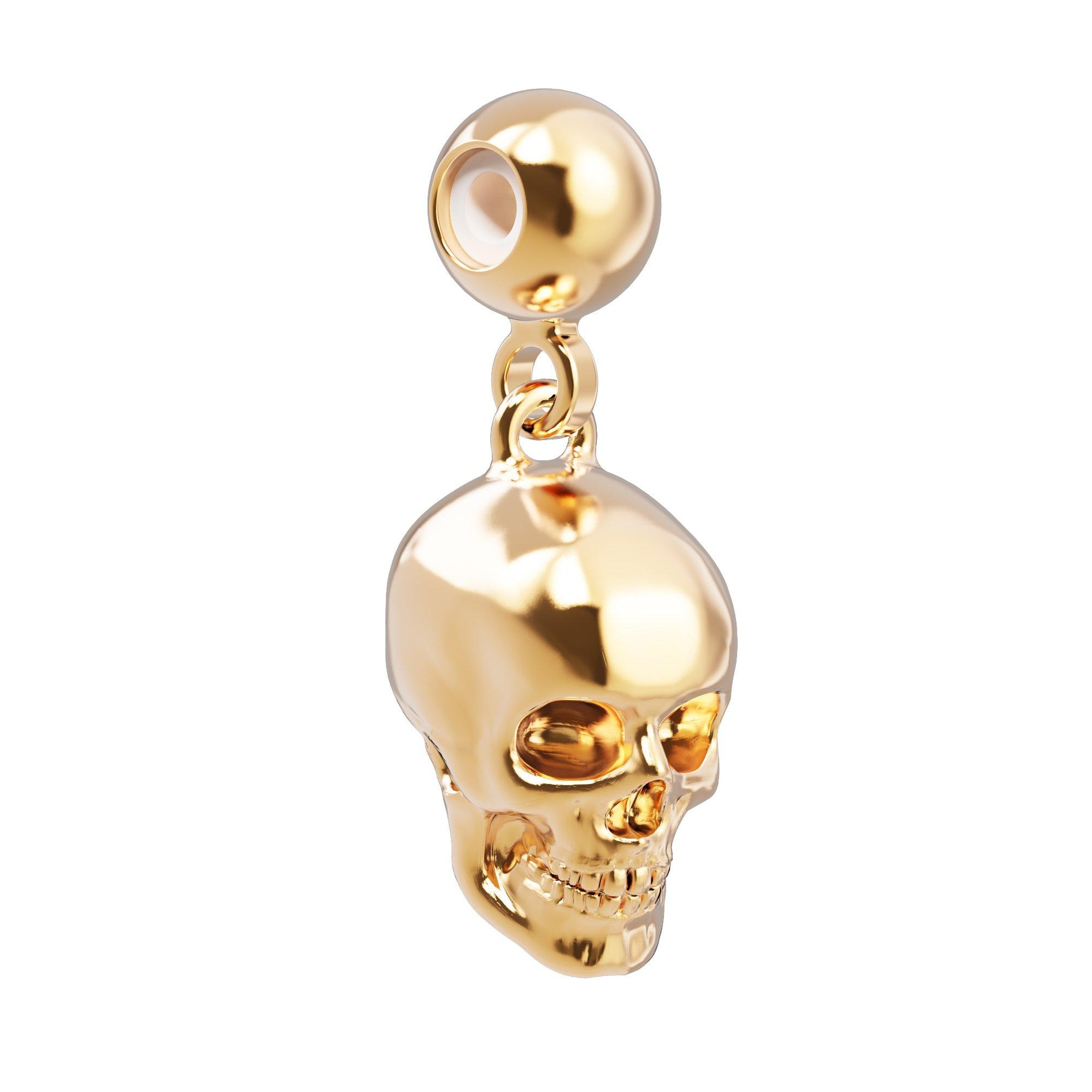 Chocli 18 Ayar Altın Kaplama Charm - Skull