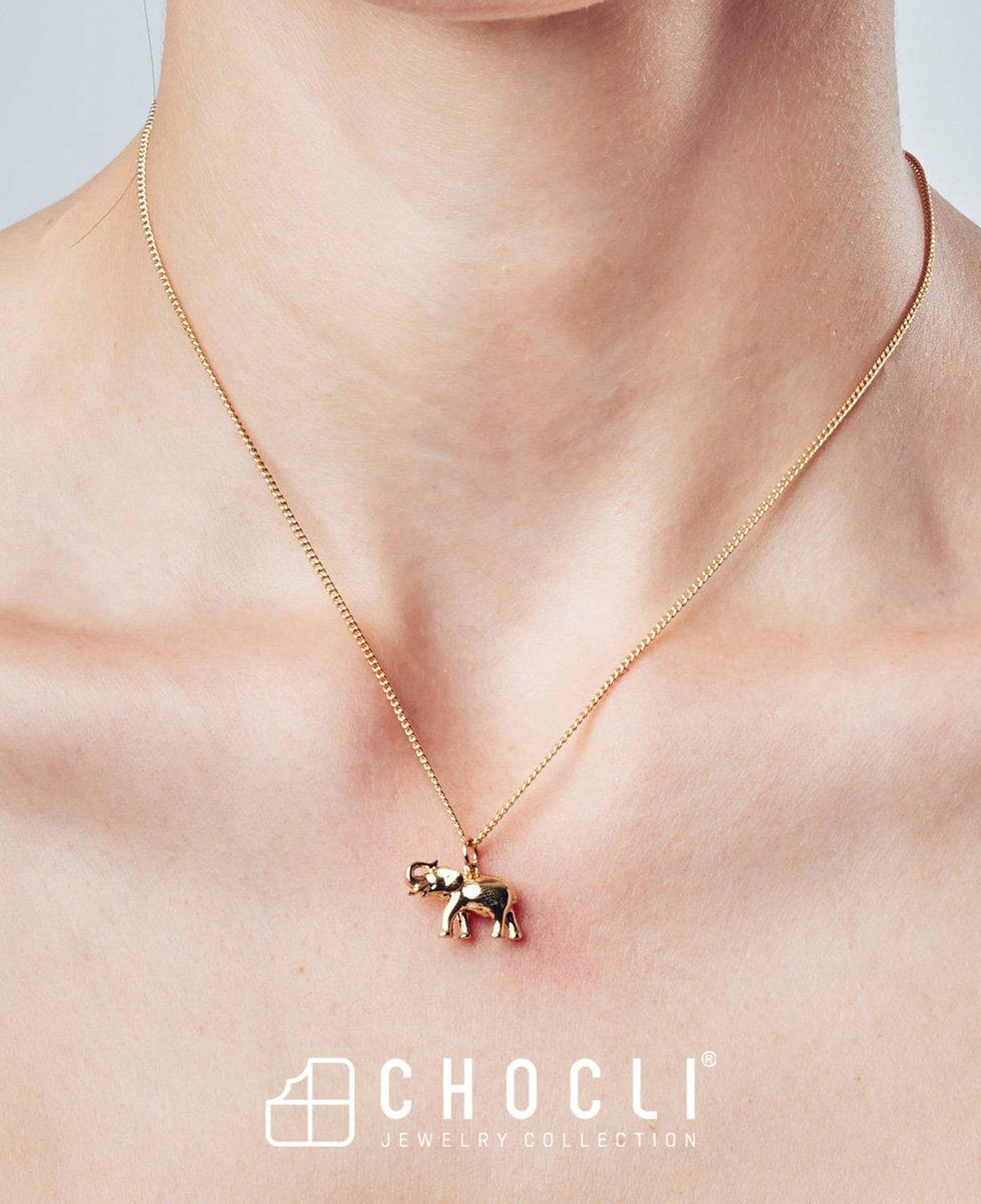 Chocli 18 Ayar Altın Kaplama Fil Kolye