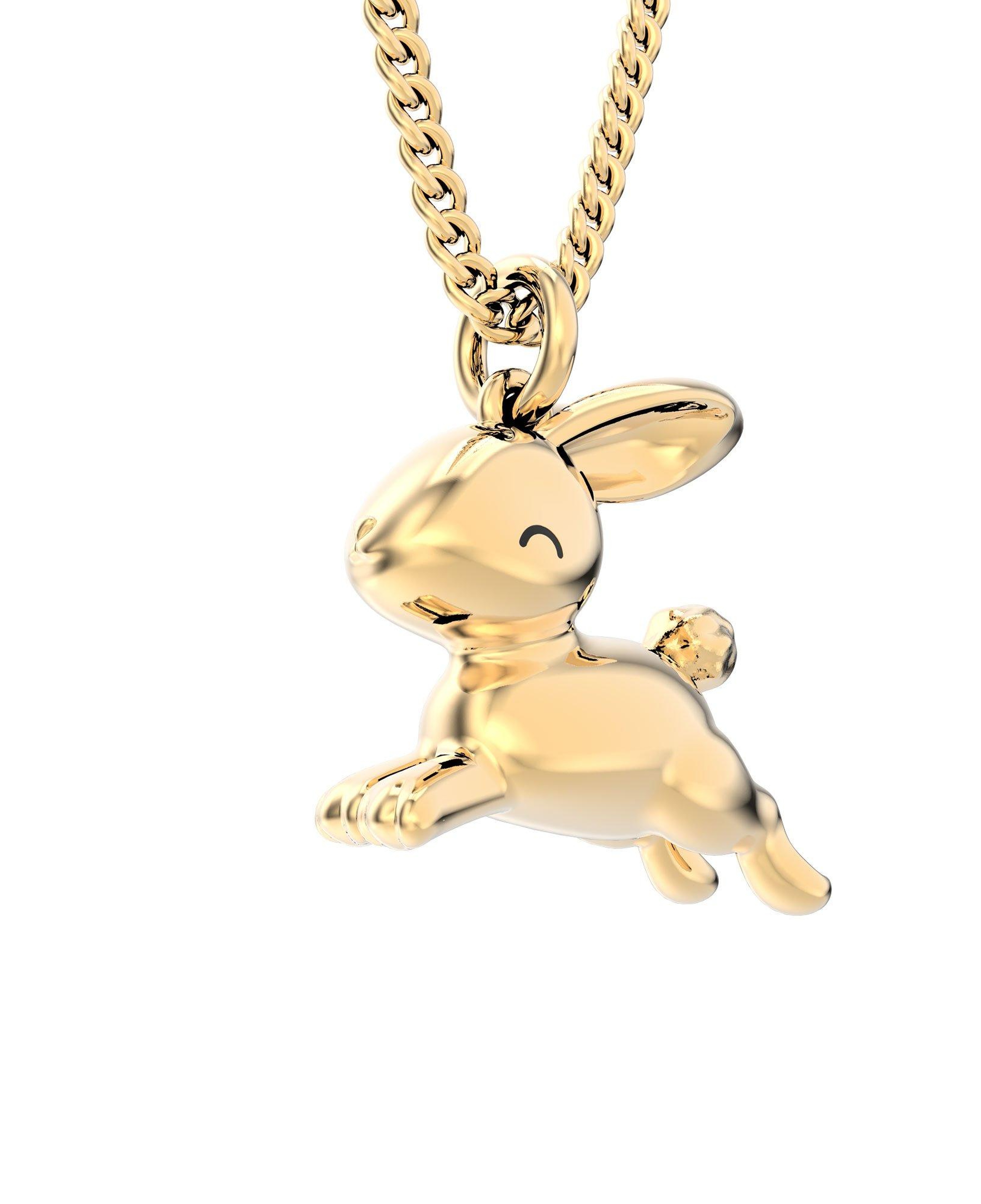 Chocli 18 Ayar Altın Kaplama Tavşan Kolye