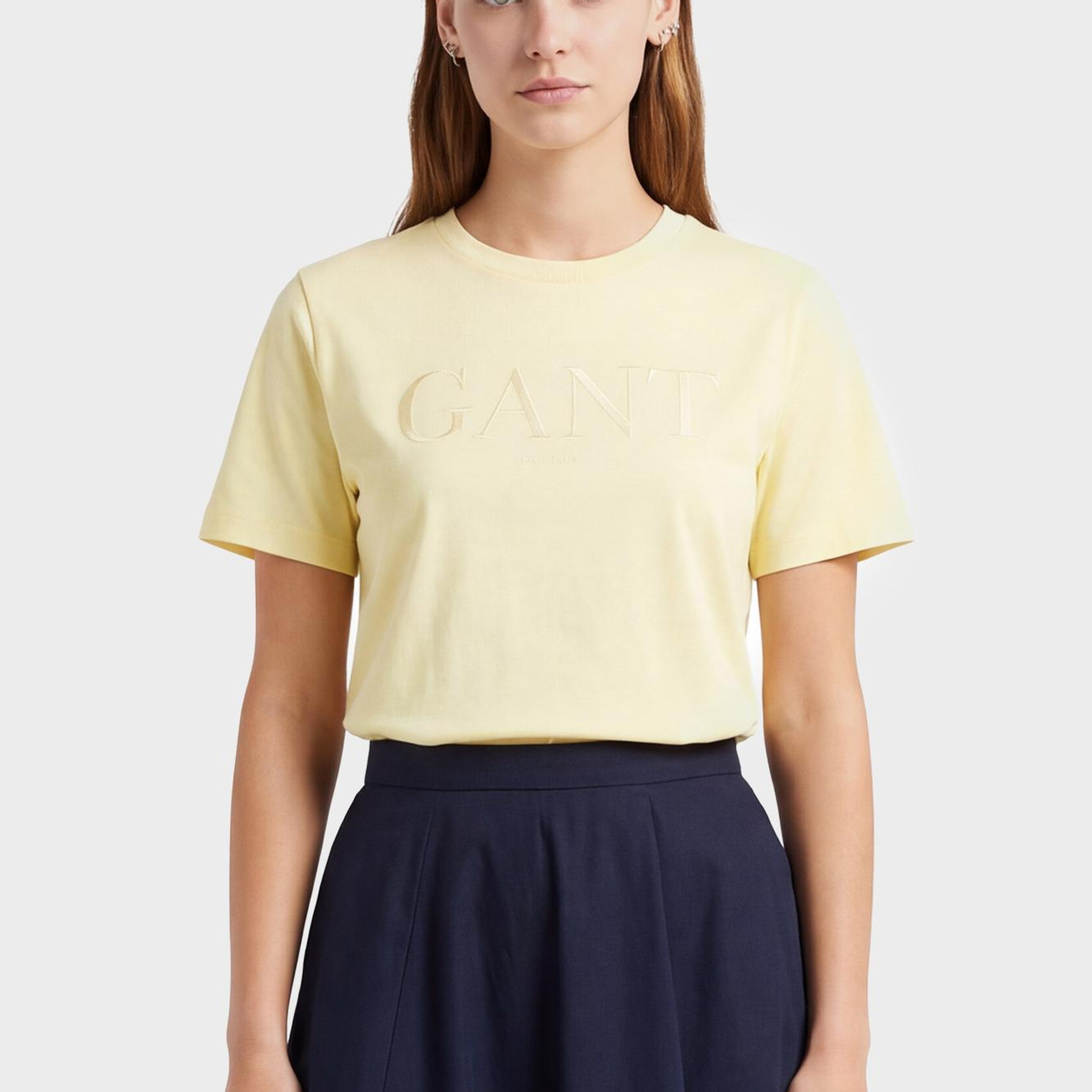 GANT Kadın Sarı Bisiklet Yaka Regular Fit T-Shirt