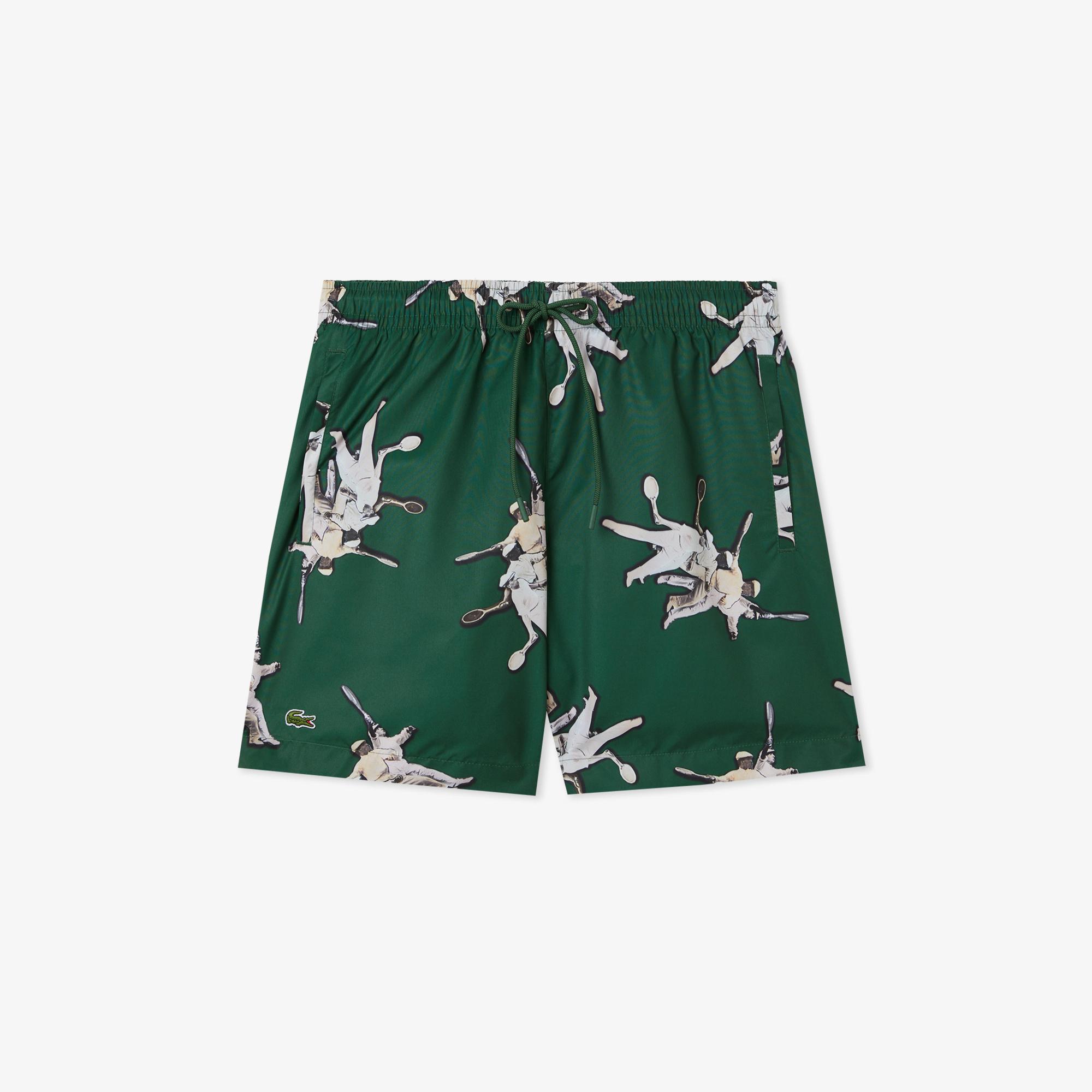 Erkek Regular Fit Desenli Yeşil Mayo