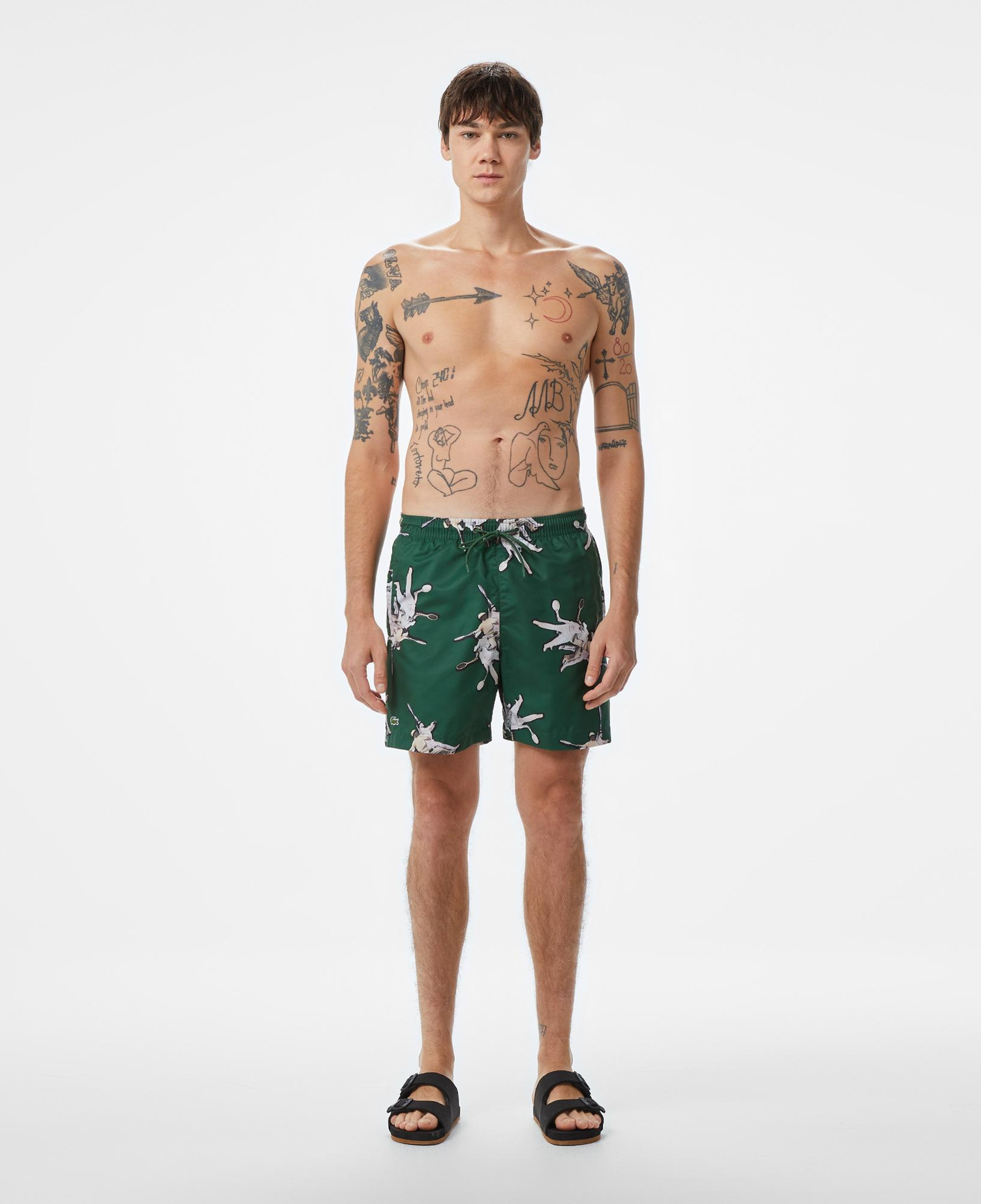 Erkek Regular Fit Desenli Yeşil Mayo