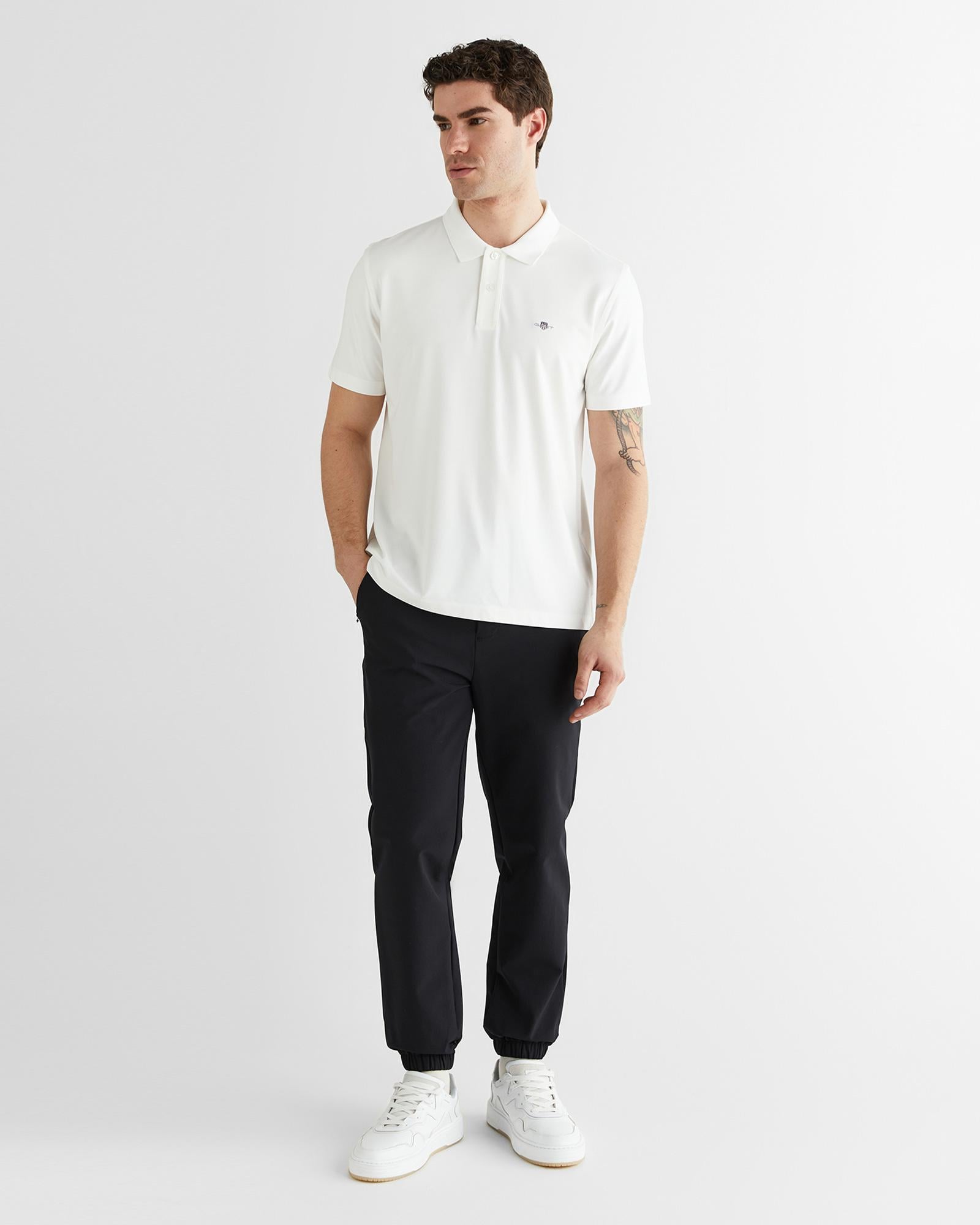 GANT Erkek Beyaz Regular Fit Logolu Polo Yaka T-Shirt