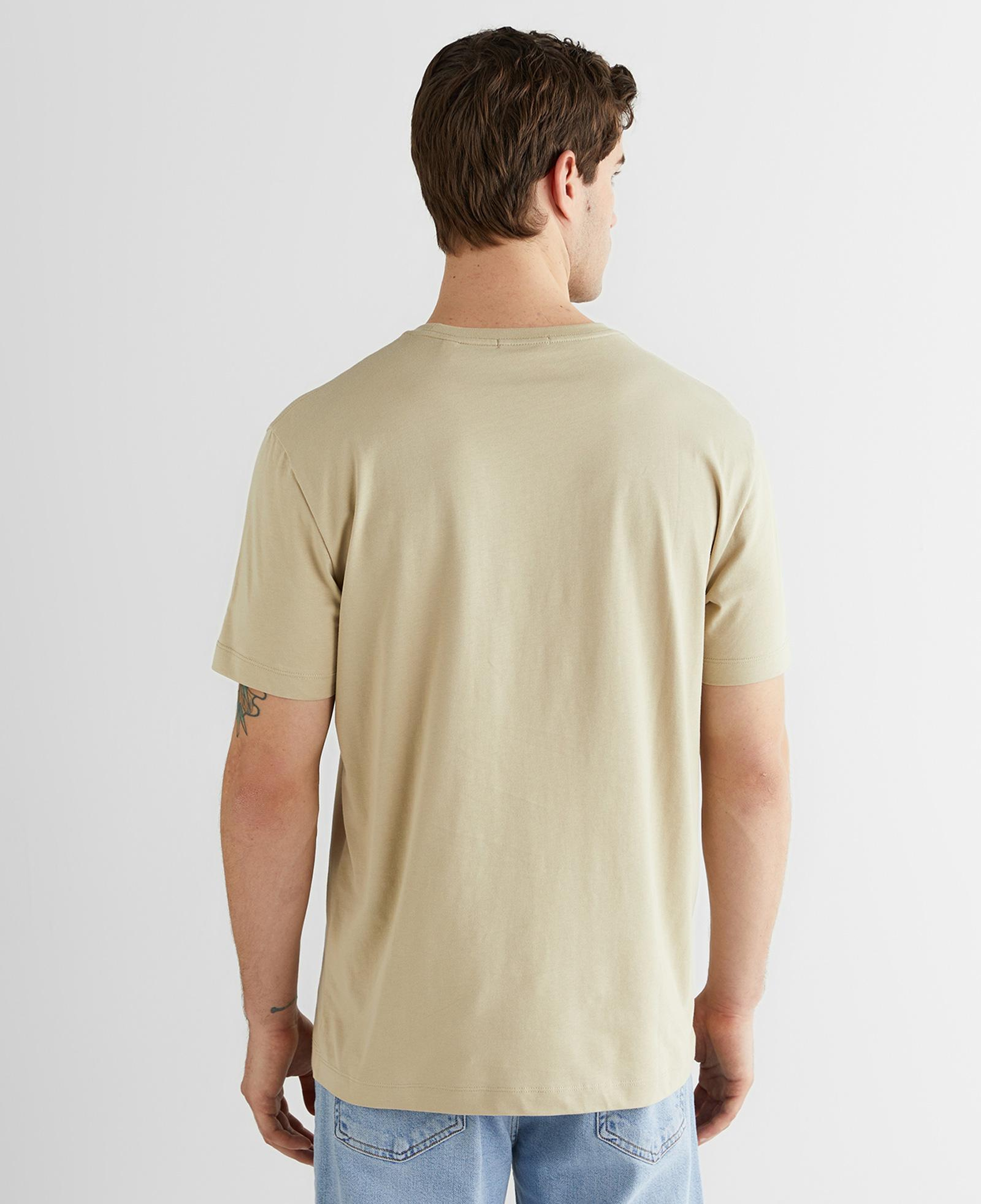 GANT Erkek Bej Bisiklet Yaka Regular Fit Logolu T-Shirt