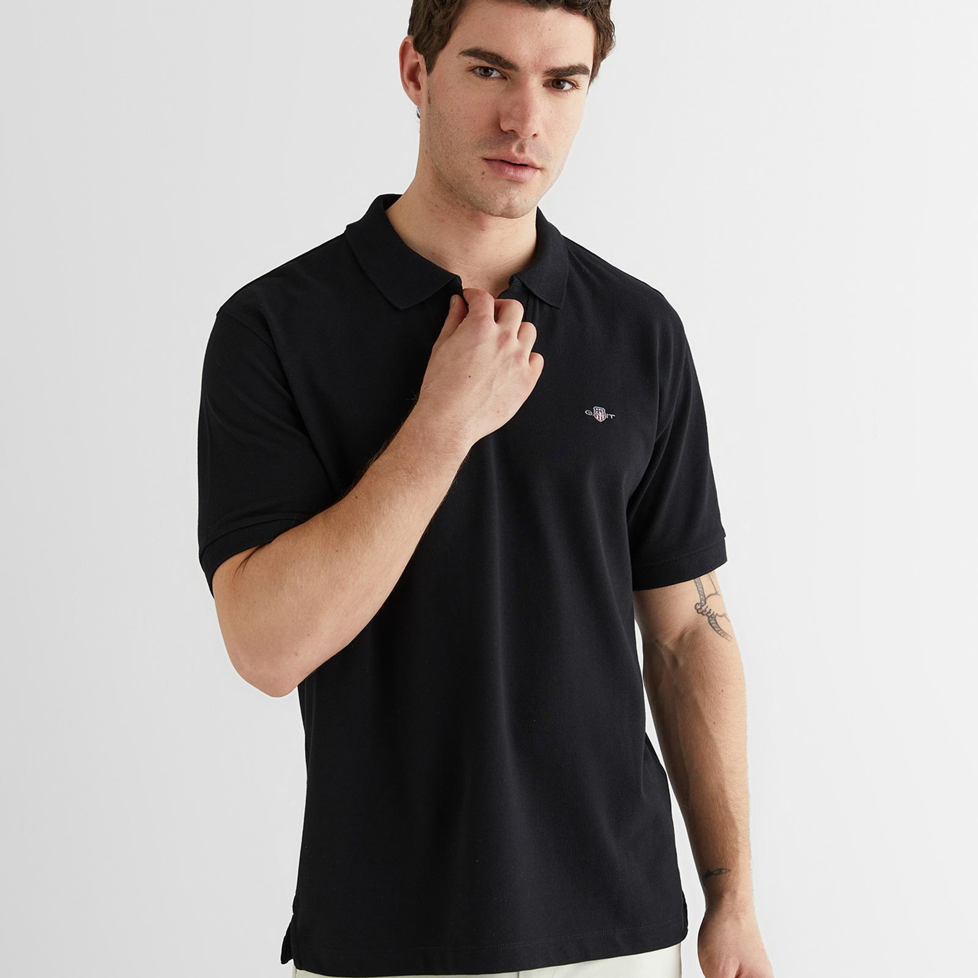 GANT Erkek Siyah Regular Fit Logolu Polo Yaka T-Shirt