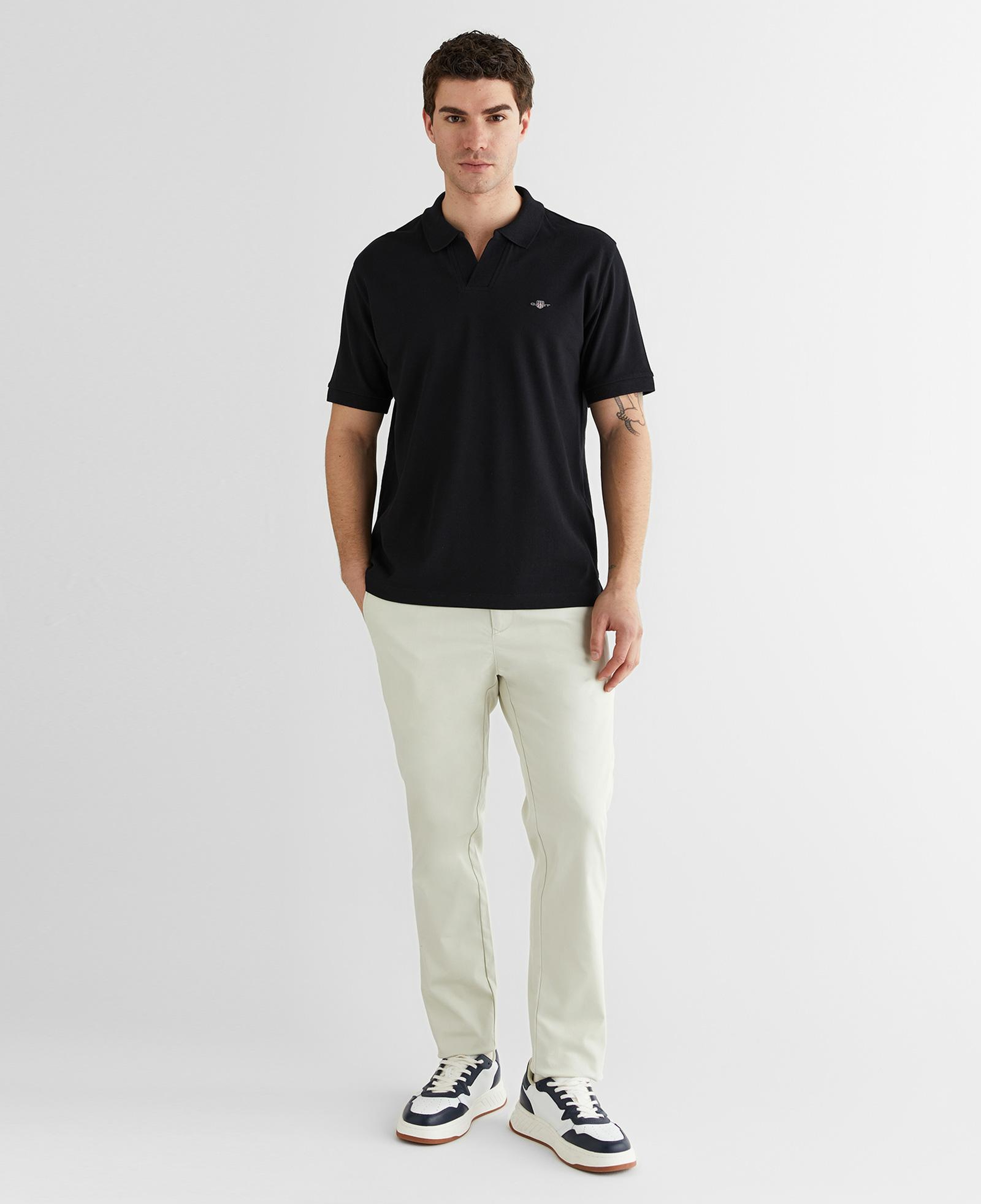 GANT Erkek Siyah Regular Fit Logolu Polo Yaka T-Shirt