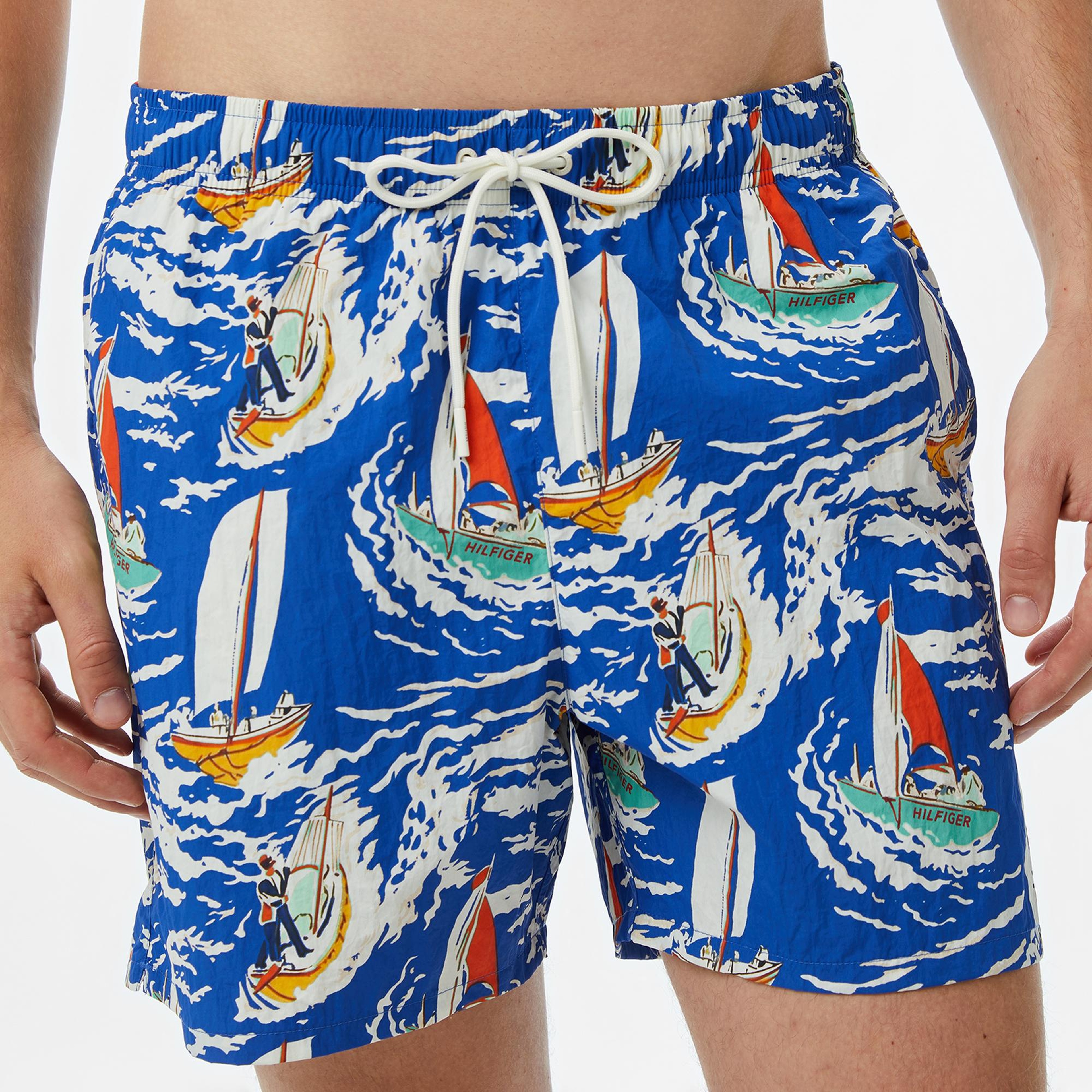 Tommy Hilfiger Regular Fit Cepli Erkek Mavi Deniz Şortu