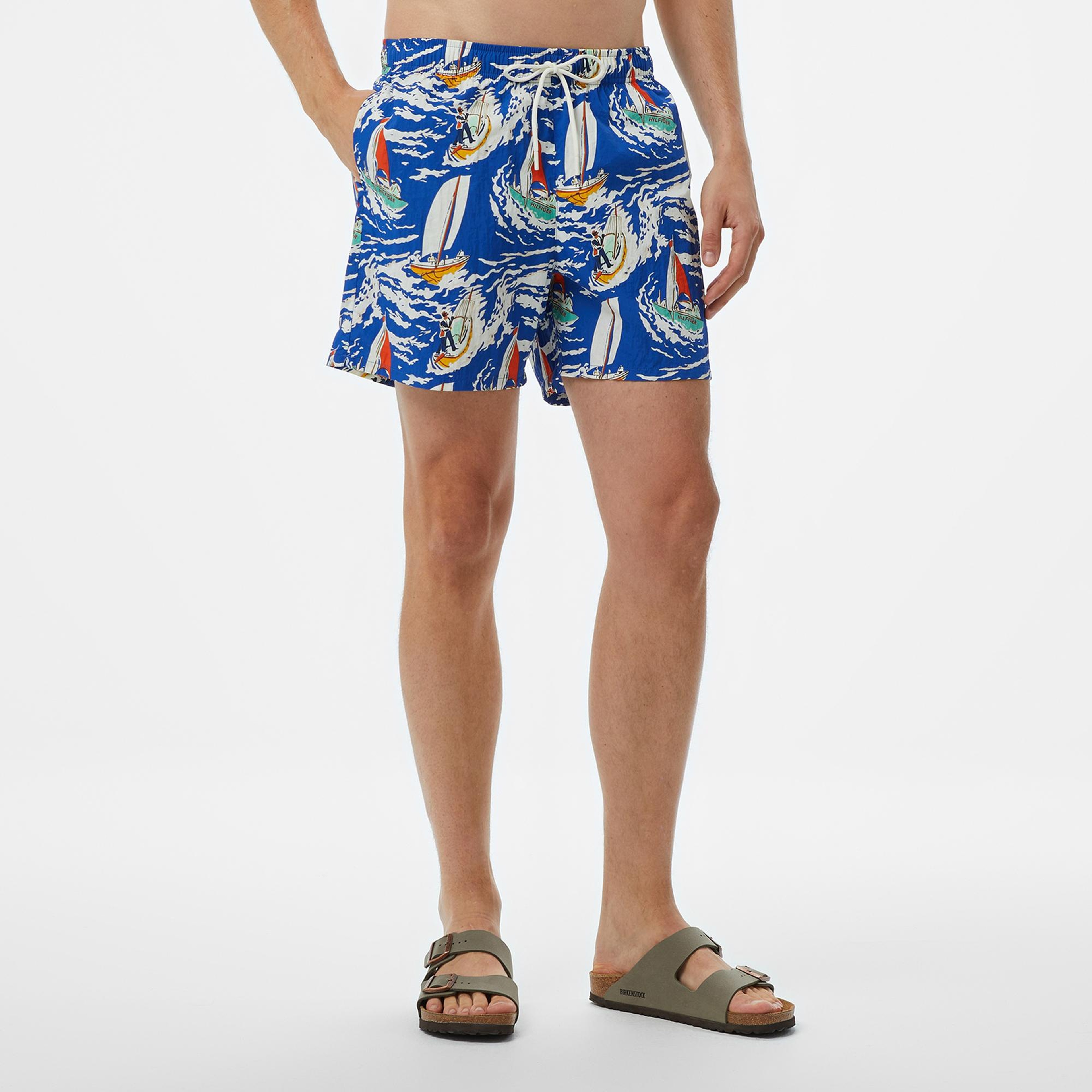 Tommy Hilfiger Regular Fit Cepli Erkek Mavi Deniz Şortu