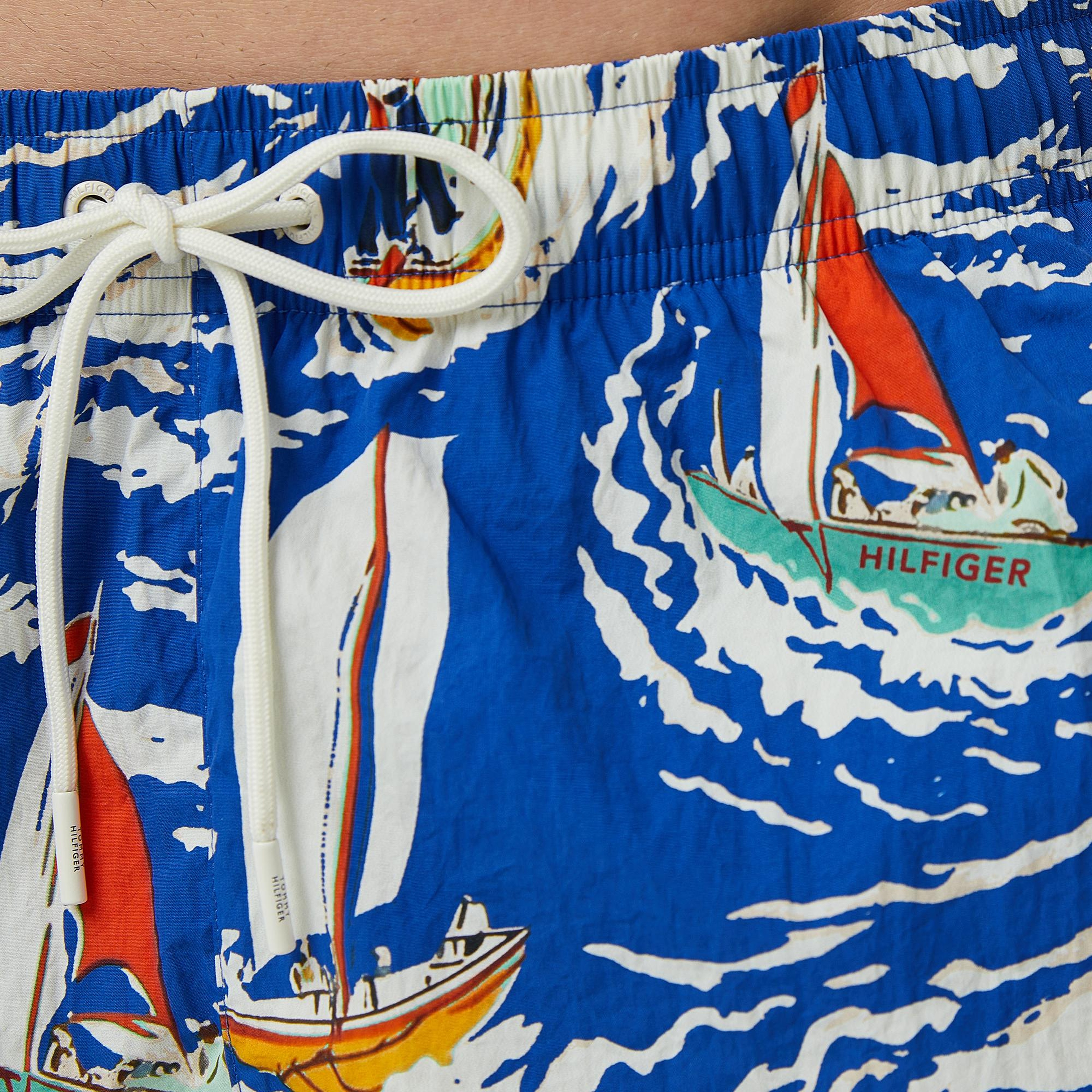 Tommy Hilfiger Regular Fit Cepli Erkek Mavi Deniz Şortu