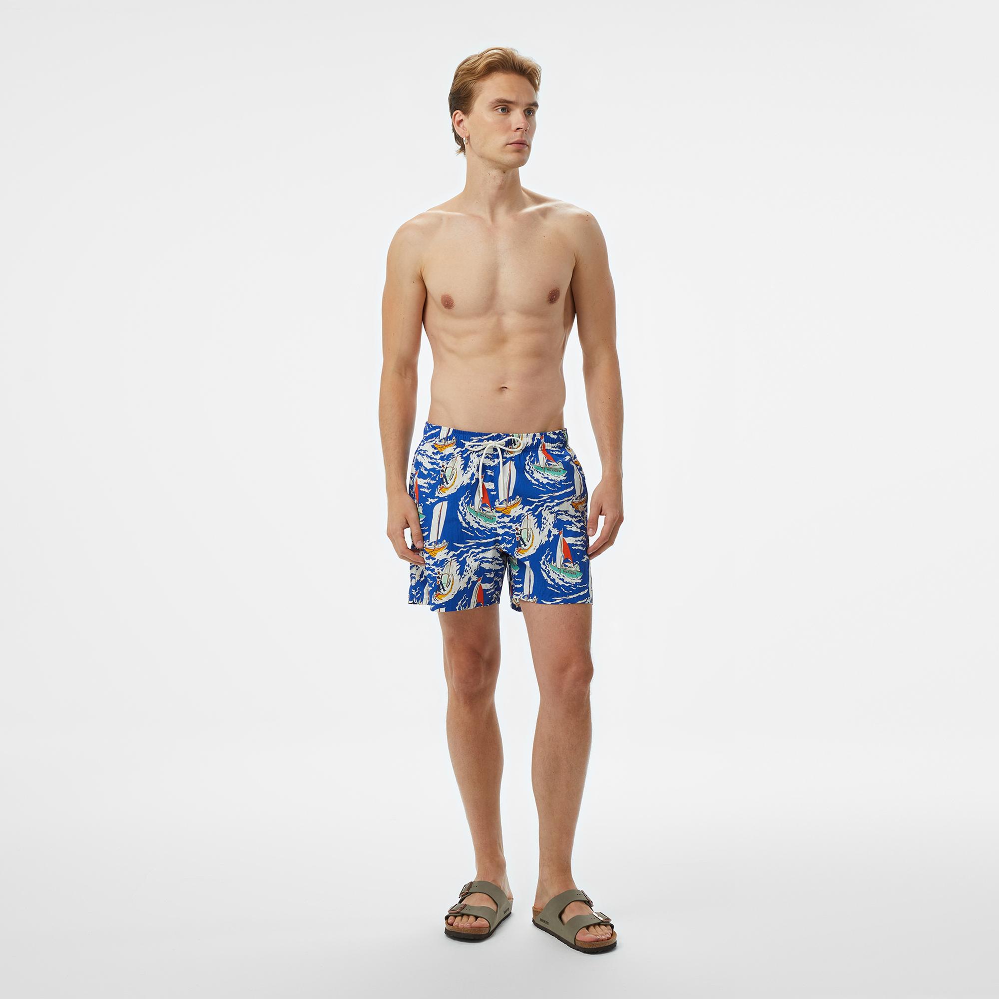 Tommy Hilfiger Regular Fit Cepli Erkek Mavi Deniz Şortu